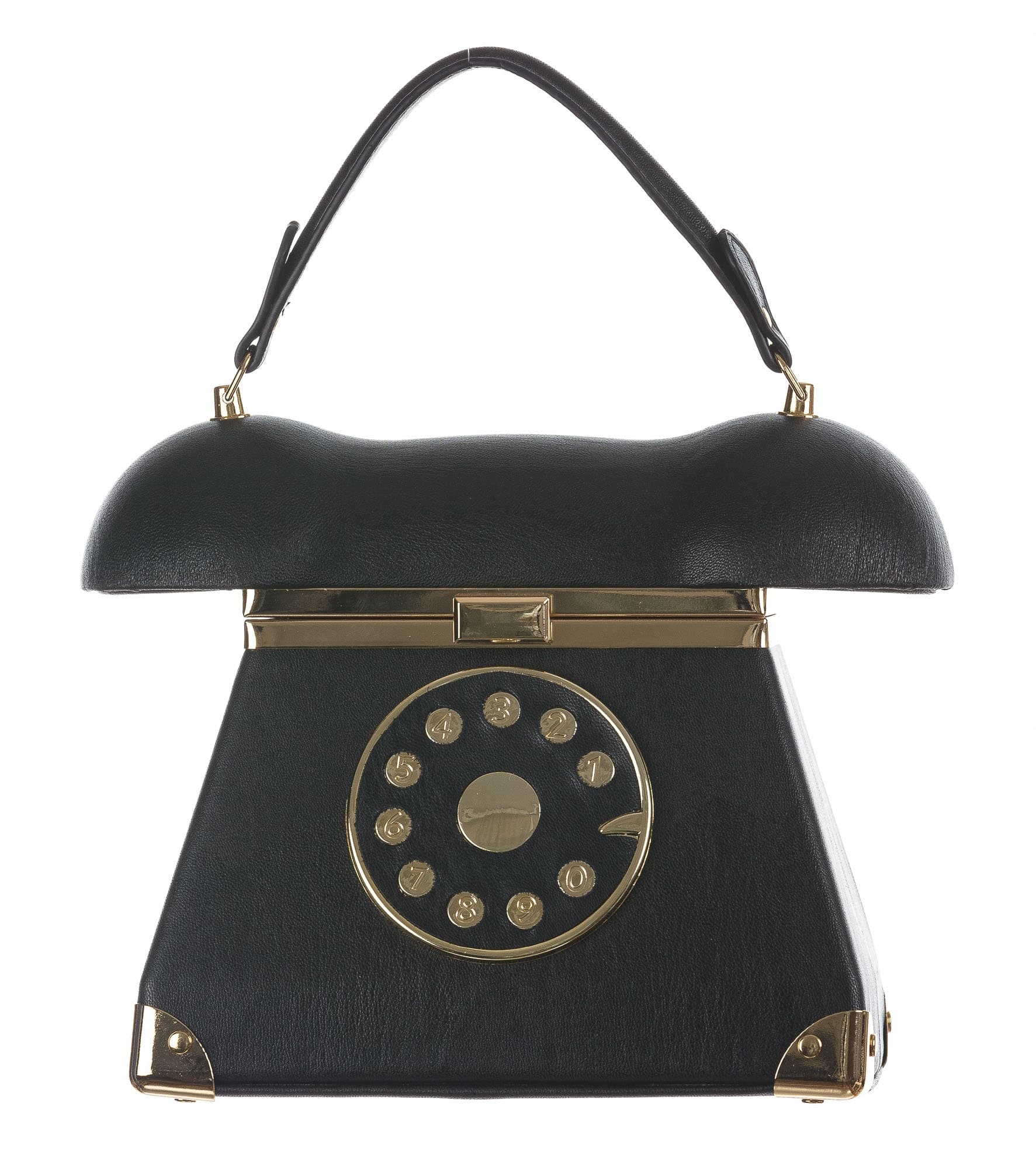 Borsa Telephone Penelope con tracolla, Cosplay Steampunk, ecopelle, colore nero, ARIANNA DINI DESIGN