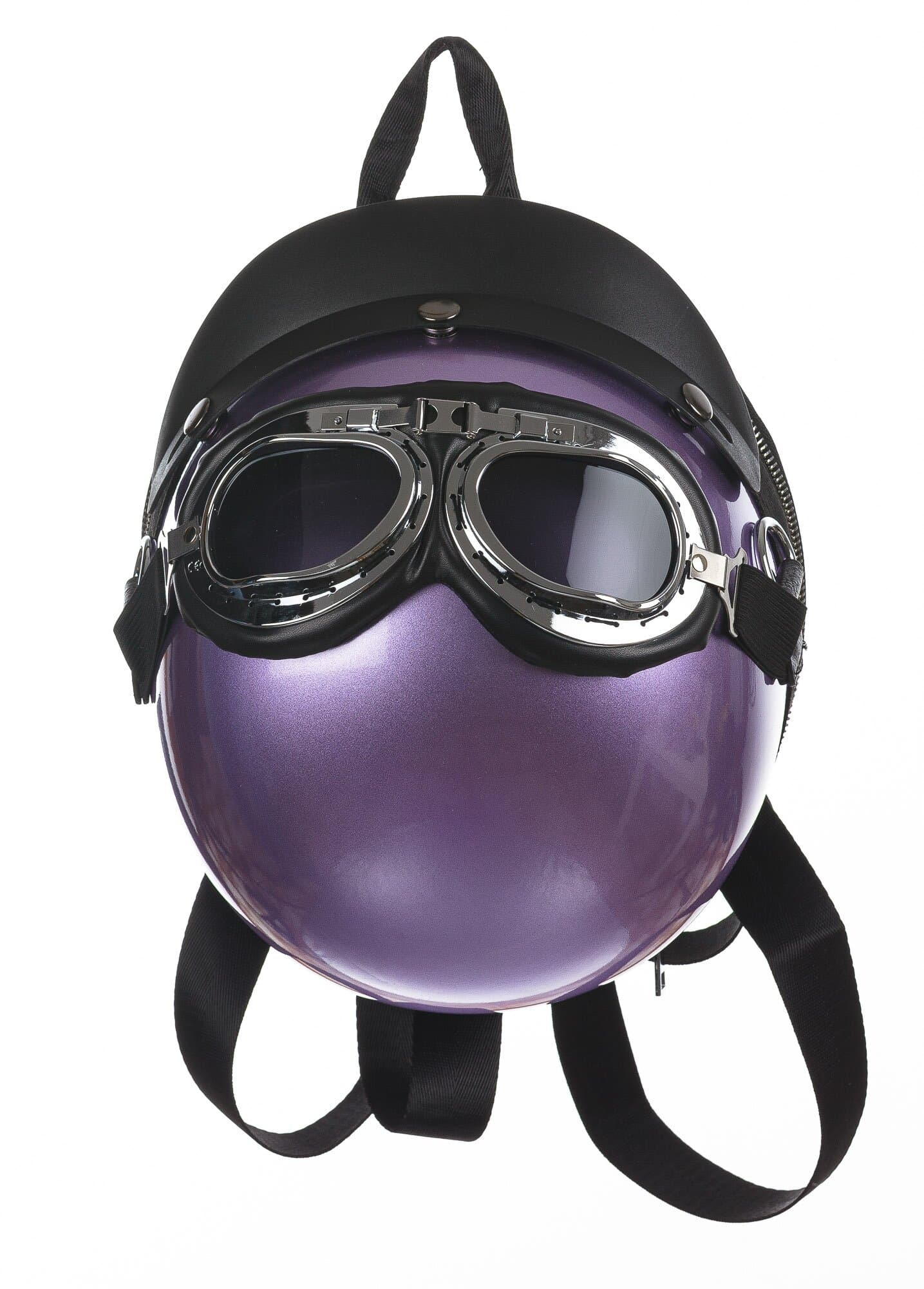 Borsa zaino Eros casco con tracolla, Cosplay Steampunk, ecopelle, colore lilla, ARIANNA DINI DESIGN