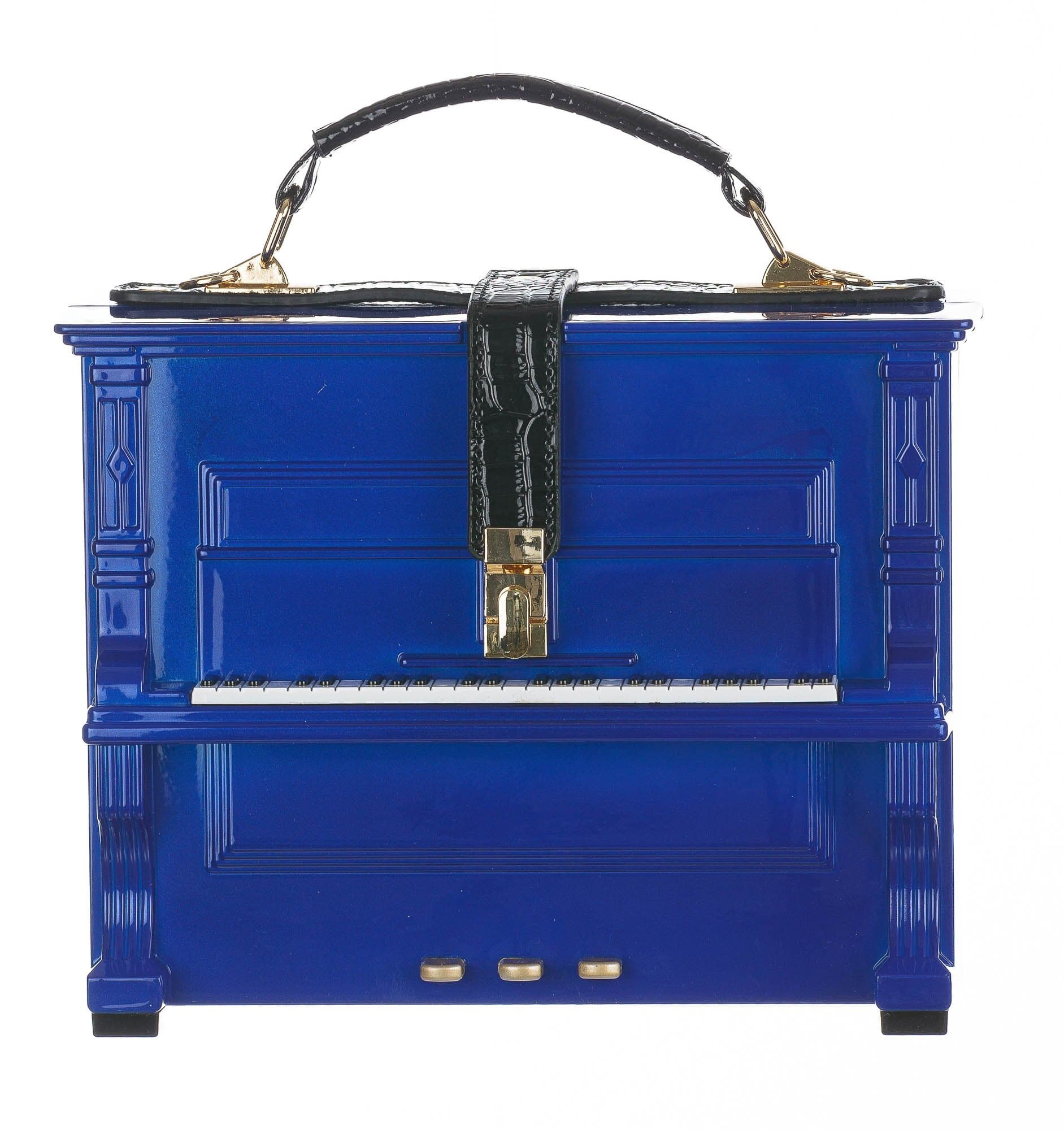Borsa Piano Yavanna con tracolla, Cosplay Steampunk, colore blu, ARIANNA DINI DESIGN