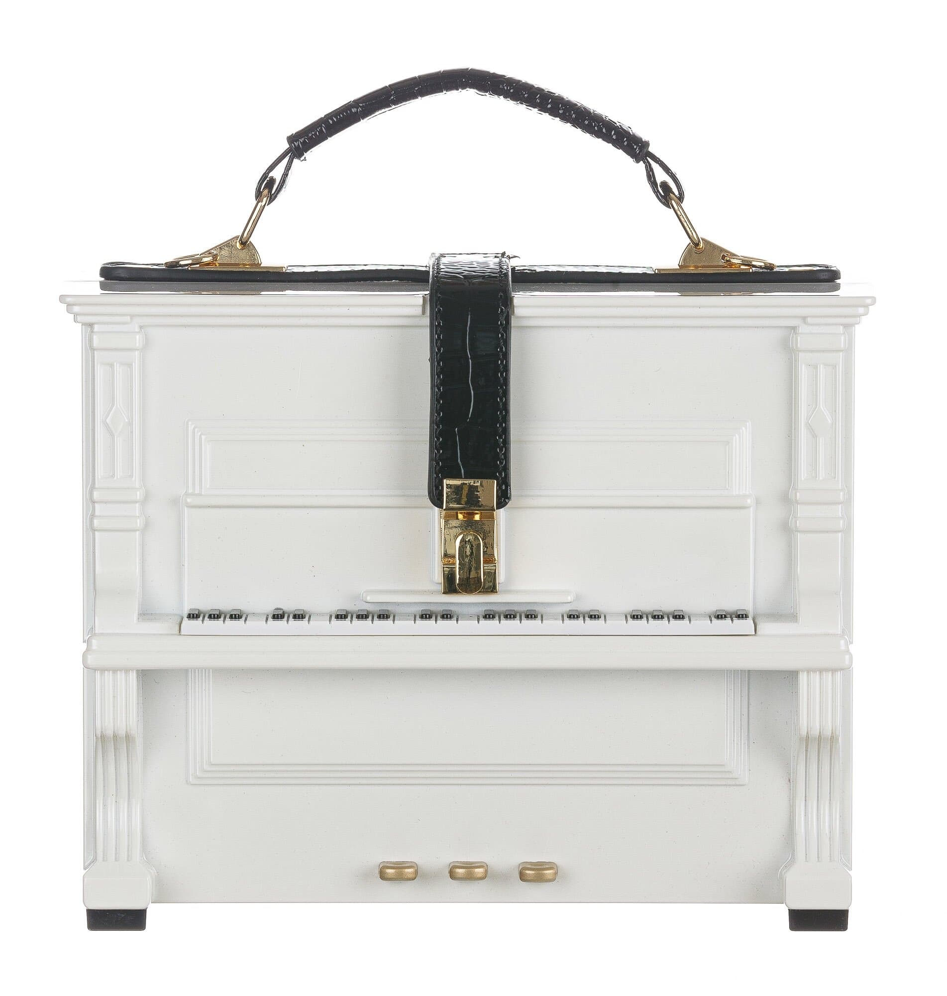 Borsa Piano Yavanna con tracolla, Cosplay Steampunk, colore bianco, ARIANNA DINI DESIGN