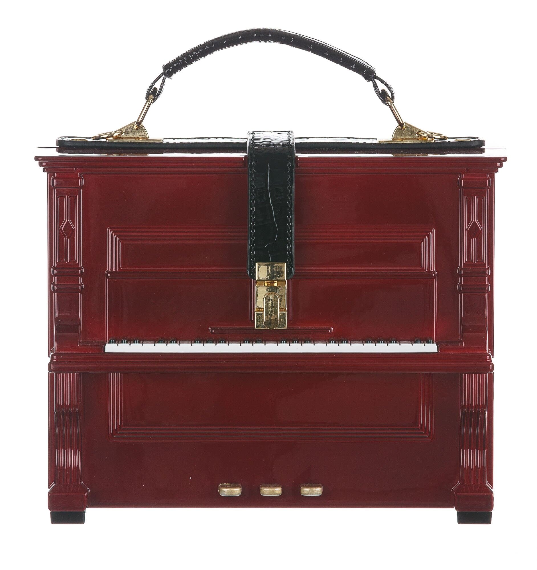 Borsa Piano Yavanna con tracolla, Cosplay Steampunk, colore rosso, ARIANNA DINI DESIGN