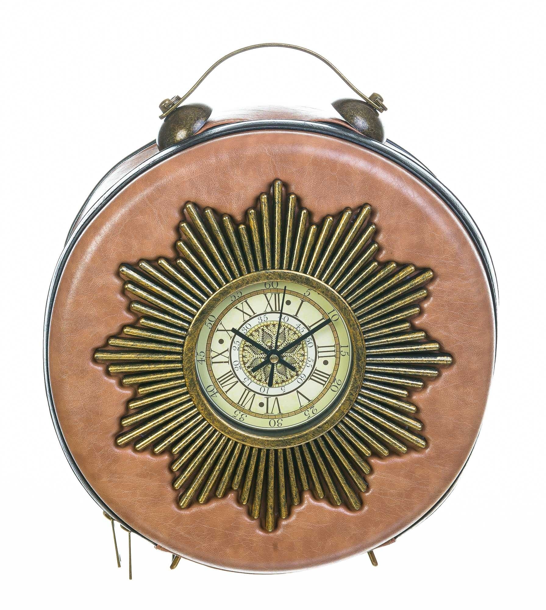 Borsa zaino Virginia Clock con orologio funzionante con tracolla, Cosplay Steampunk, ecopelle, colore miele, ARIANNA DINI DESIGN