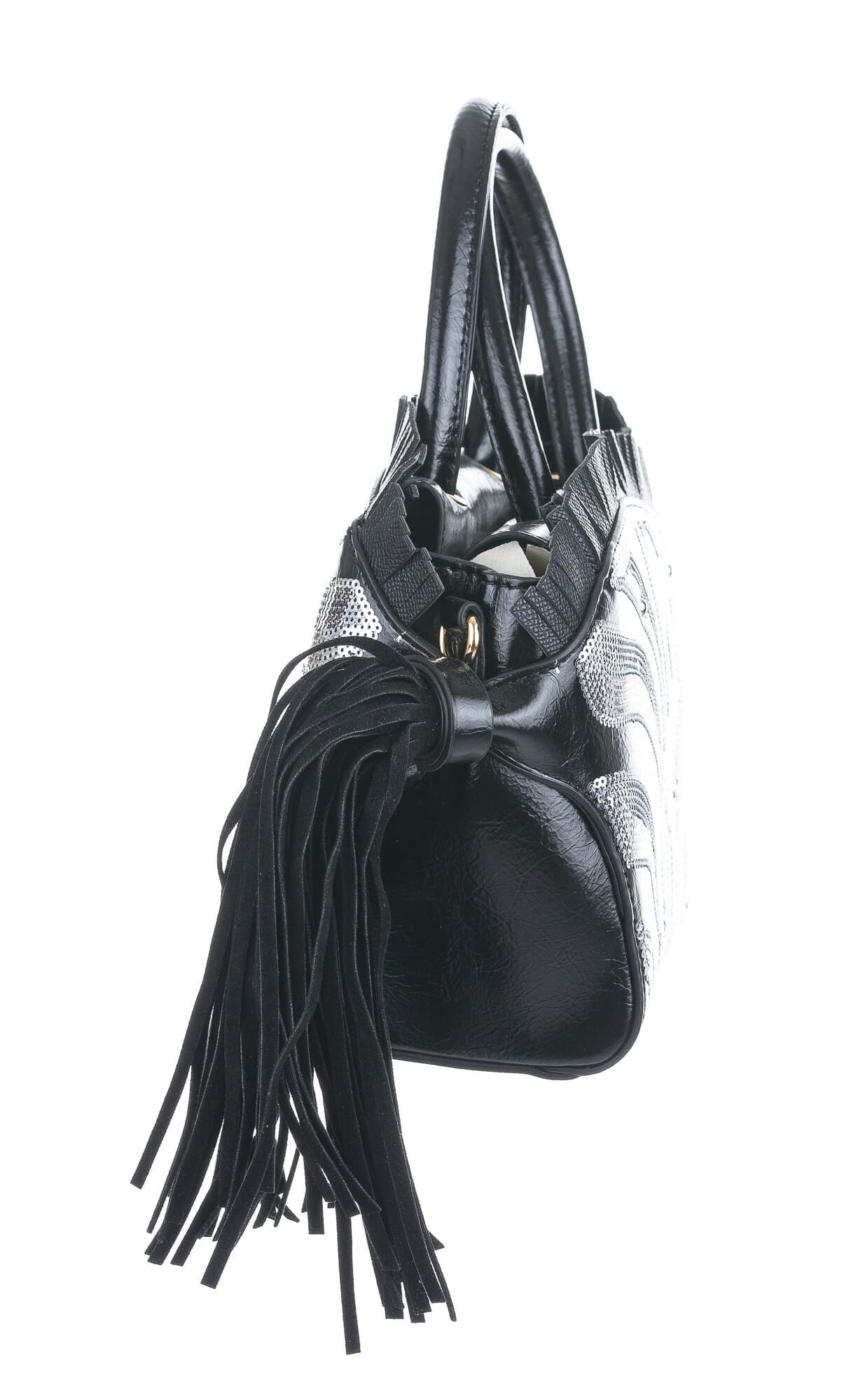 Borsa Marty Zebra con tracolla, Cosplay Steampunk, ecopelle, colore ARGENTO e NERO, ARIANNA DINI DESIGN