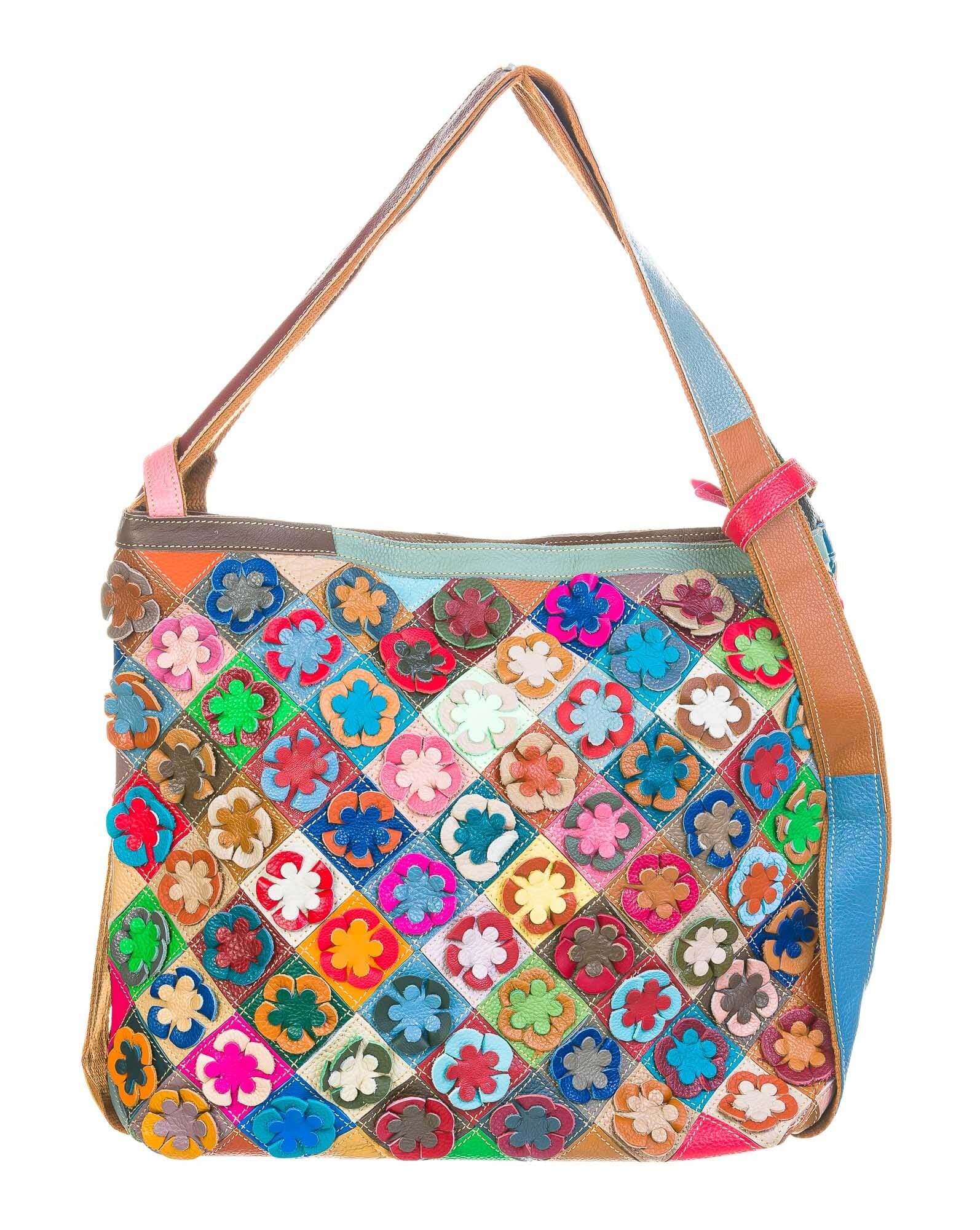 Borsa zaino MIRIAM, pelle vera morbida, multicolor-fiori, ARIANNA DINI