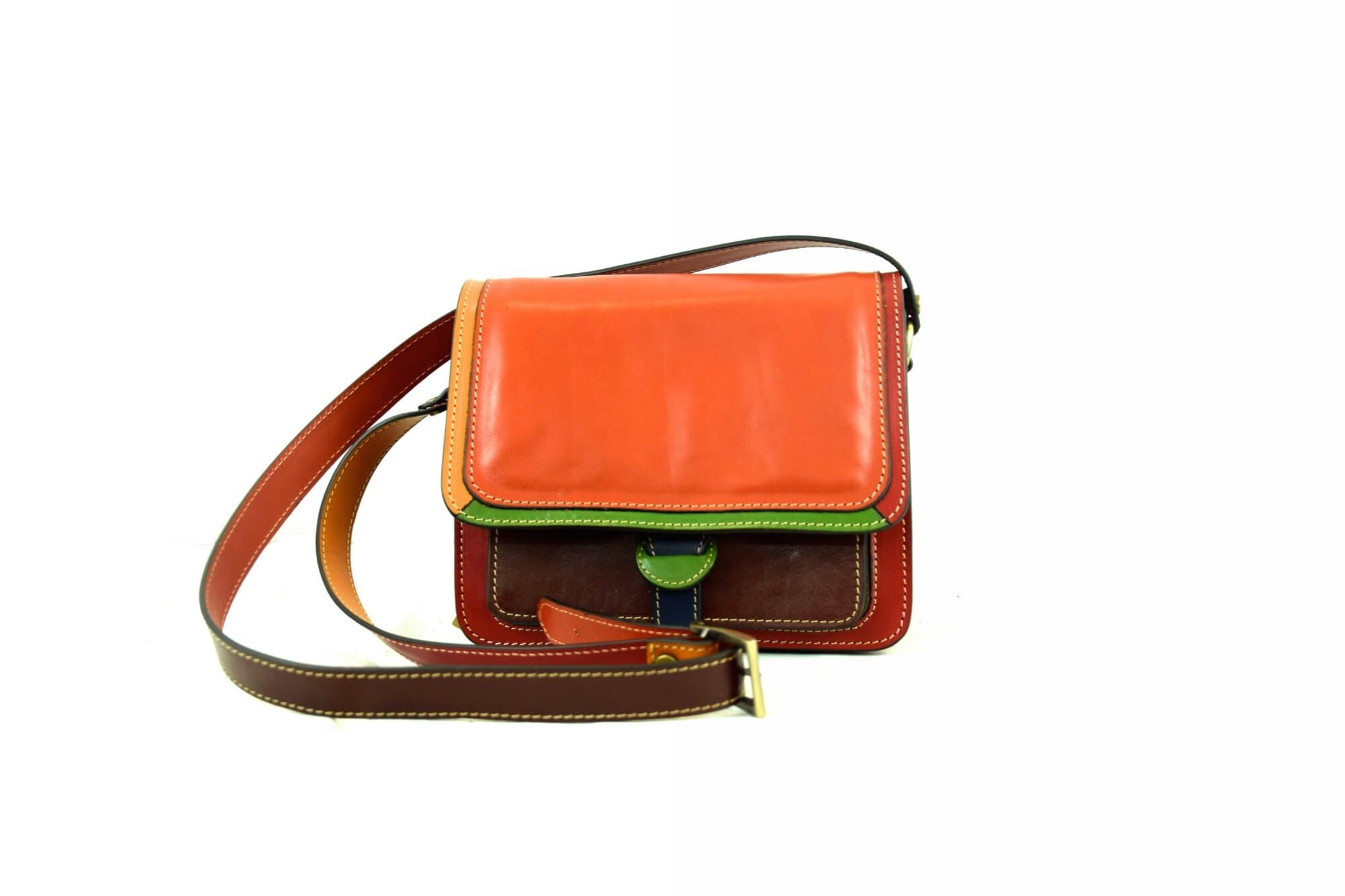 Borsa donna in vera pelle SANTINI mod. ELVIRA colore MULTICOLORE Made in Italy
