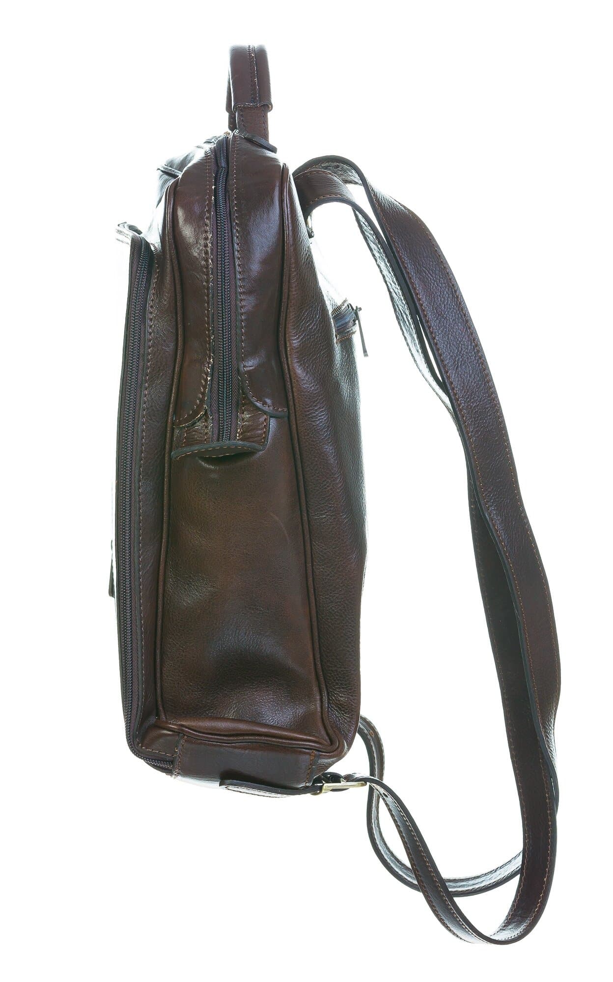 Borsa zaino in vera pelle CHIAROSCURO mod. MONTE BIANCO maxi colore TESTA DI MORO Made in Italy.