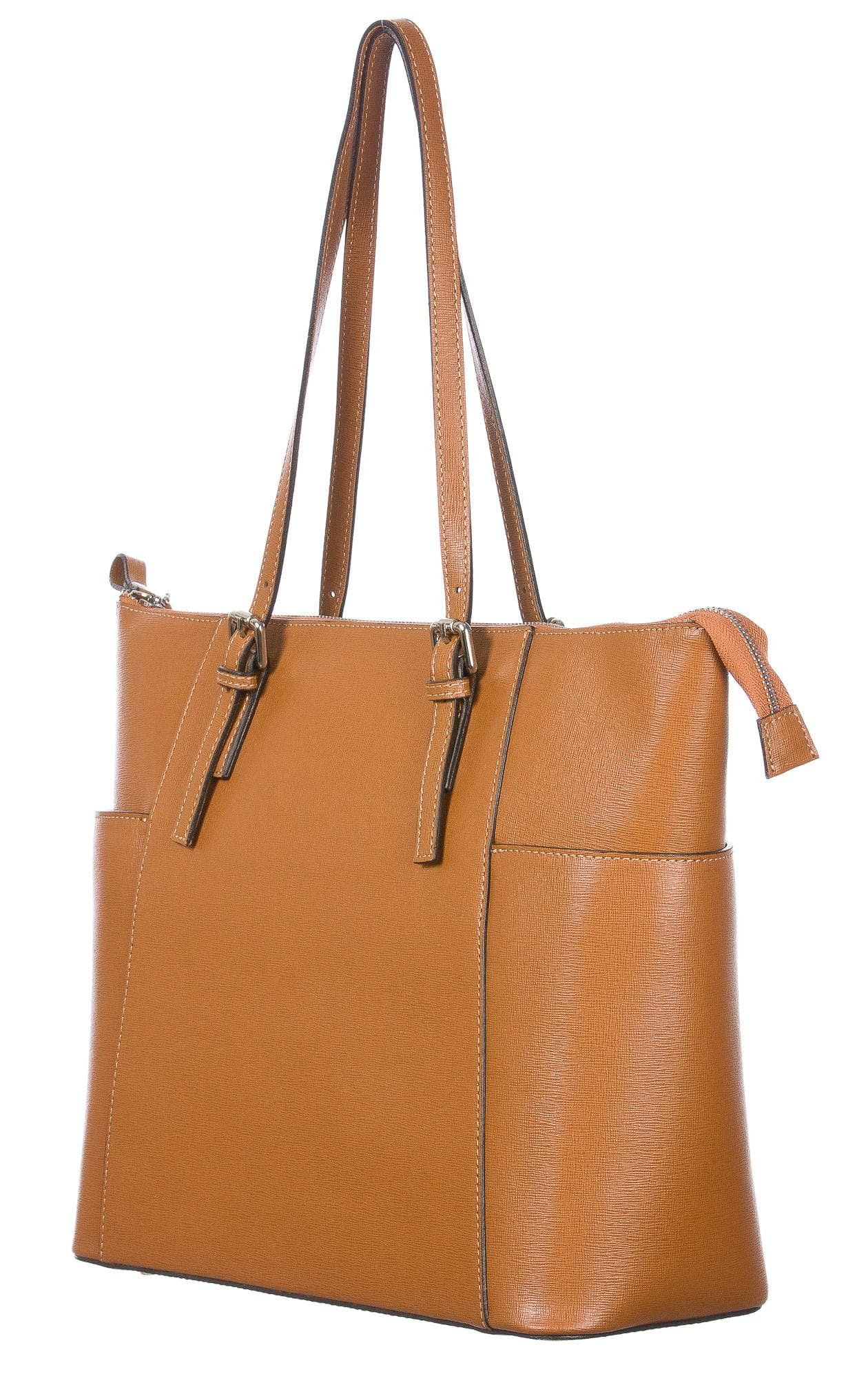 Borsa donna in vera pelle saffiano CHIARO SCURO mod. AMBRA colore MIELE Made in Italy (Borsa)