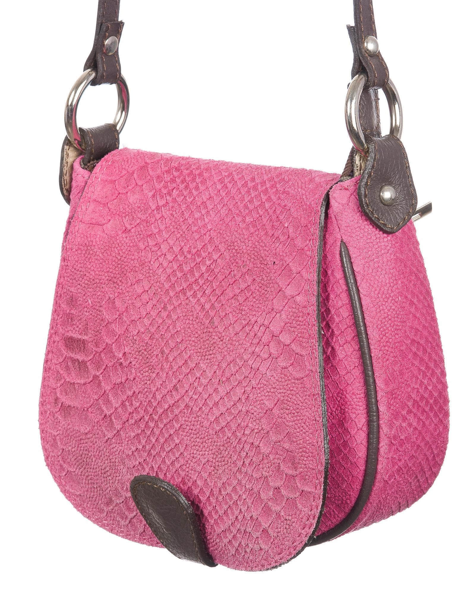 Borsa donna in vera pelle CHIARO SCURO mod. GABRIELLA colore FUCSIA Made in Italy