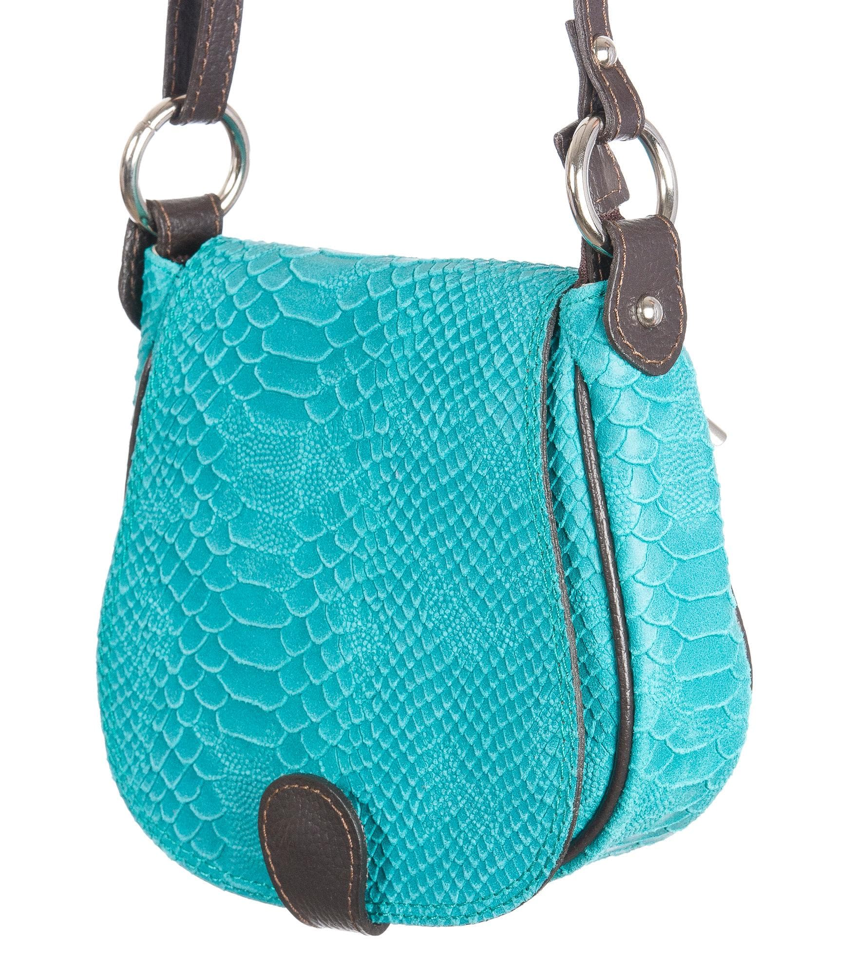 Borsa donna in vera pelle CHIARO SCURO mod. GABRIELLA colore AZZURRO Made in Italy (Borsa)