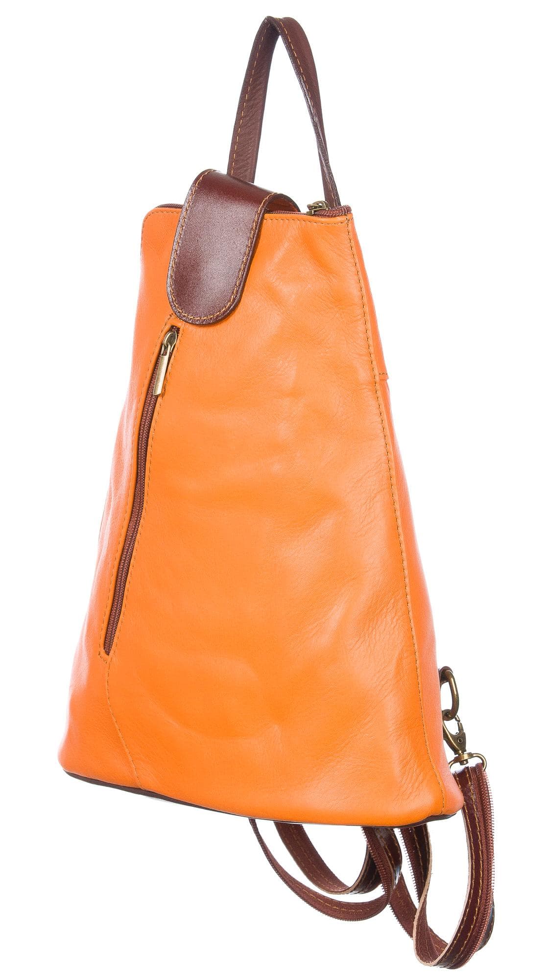 Borsa donna in vera pelle CHIARO SCURO mod. MONTE ETNA colore ARANCIO TESTA DI MORO Made in Italy