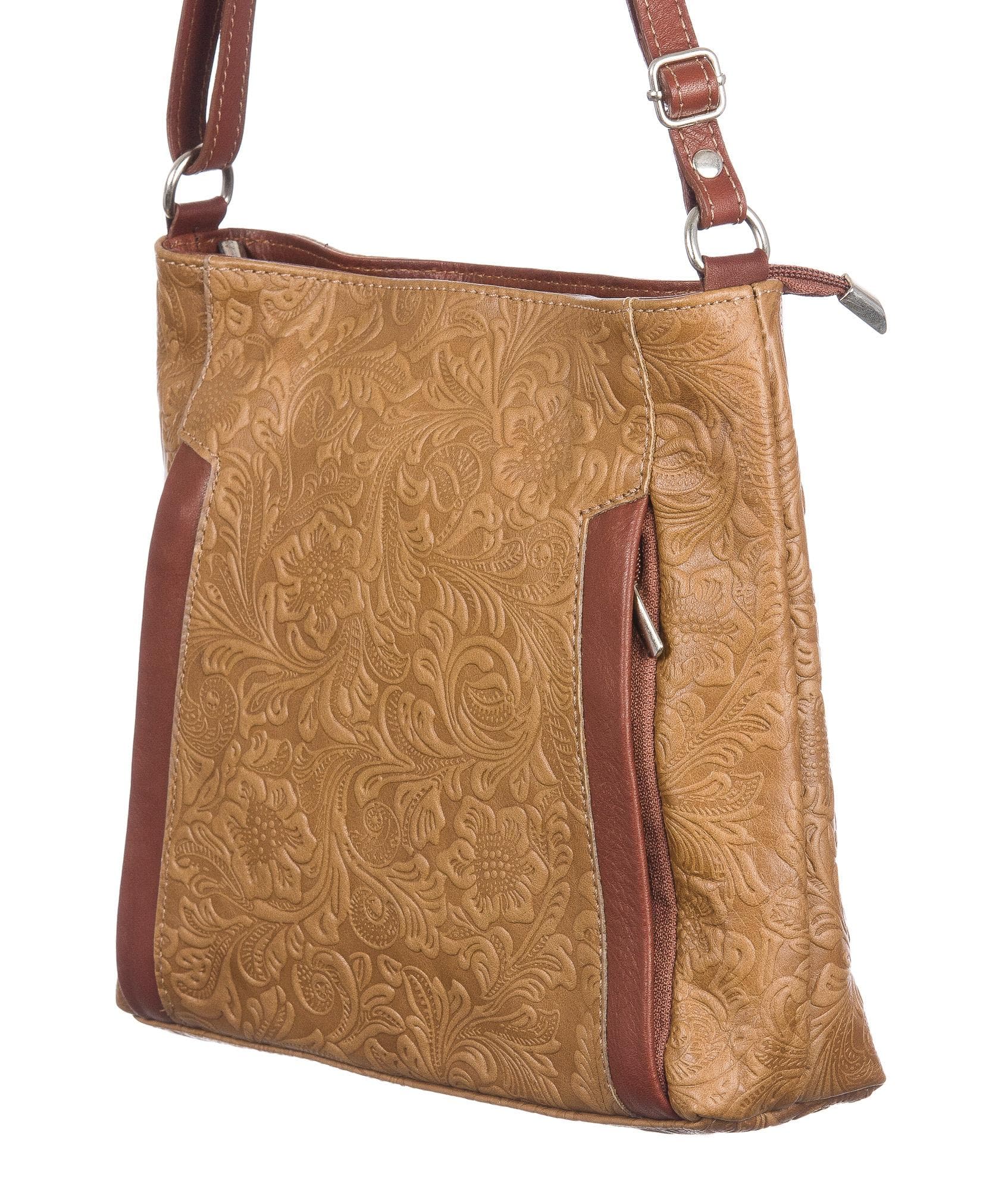 Borsa donna in vera pelle CHIARO SCURO mod. MONY colore MIELE Made in Italy
