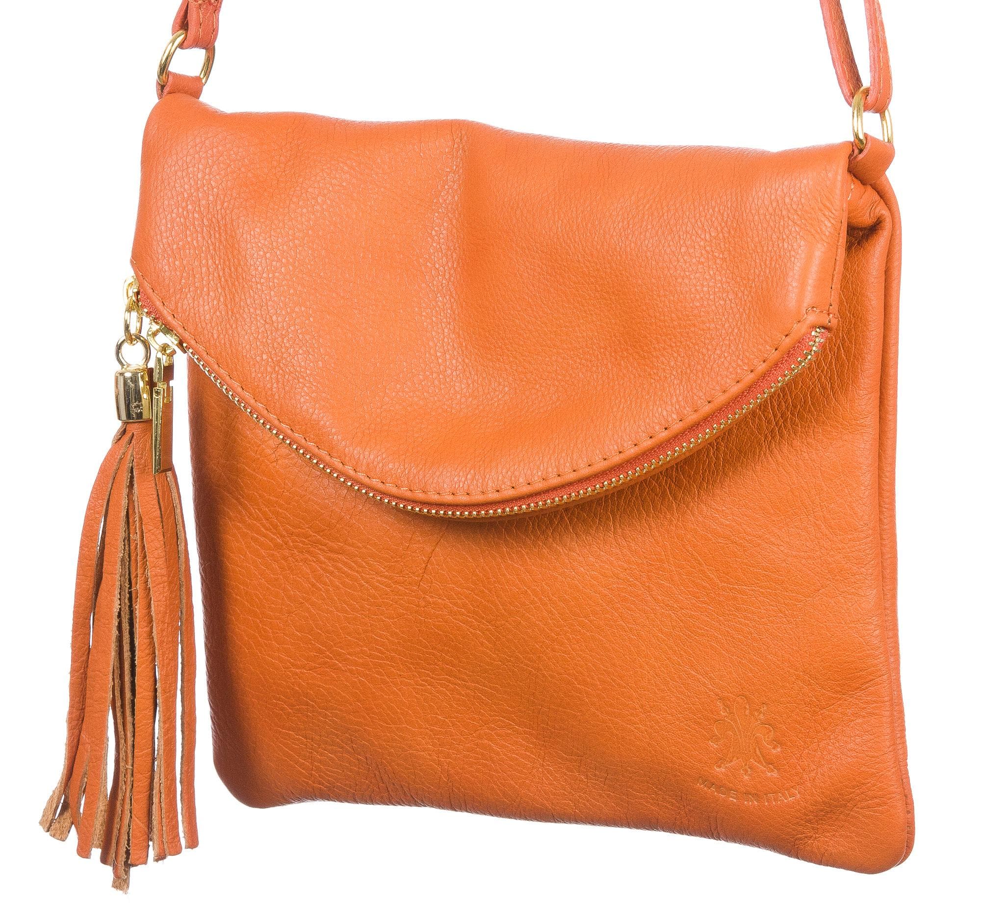 Borsa donna in vera pelle CHIARO SCURO mod. PAOLA colore MIELE Made in Italy (Borsa)