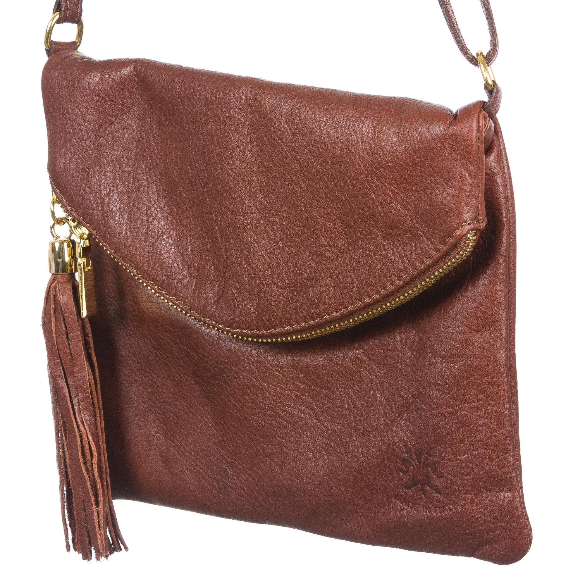 Borsa donna in vera pelle CHIARO SCURO mod. PAOLA colore TESTA DI MORO Made in Italy (Borsa)