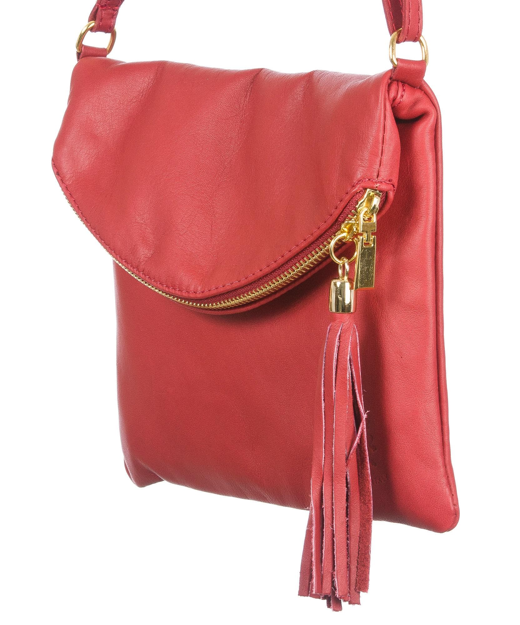 Borsa donna in vera pelle CHIARO SCURO mod. PAOLA colore ROSSO Made in Italy (Borsa)