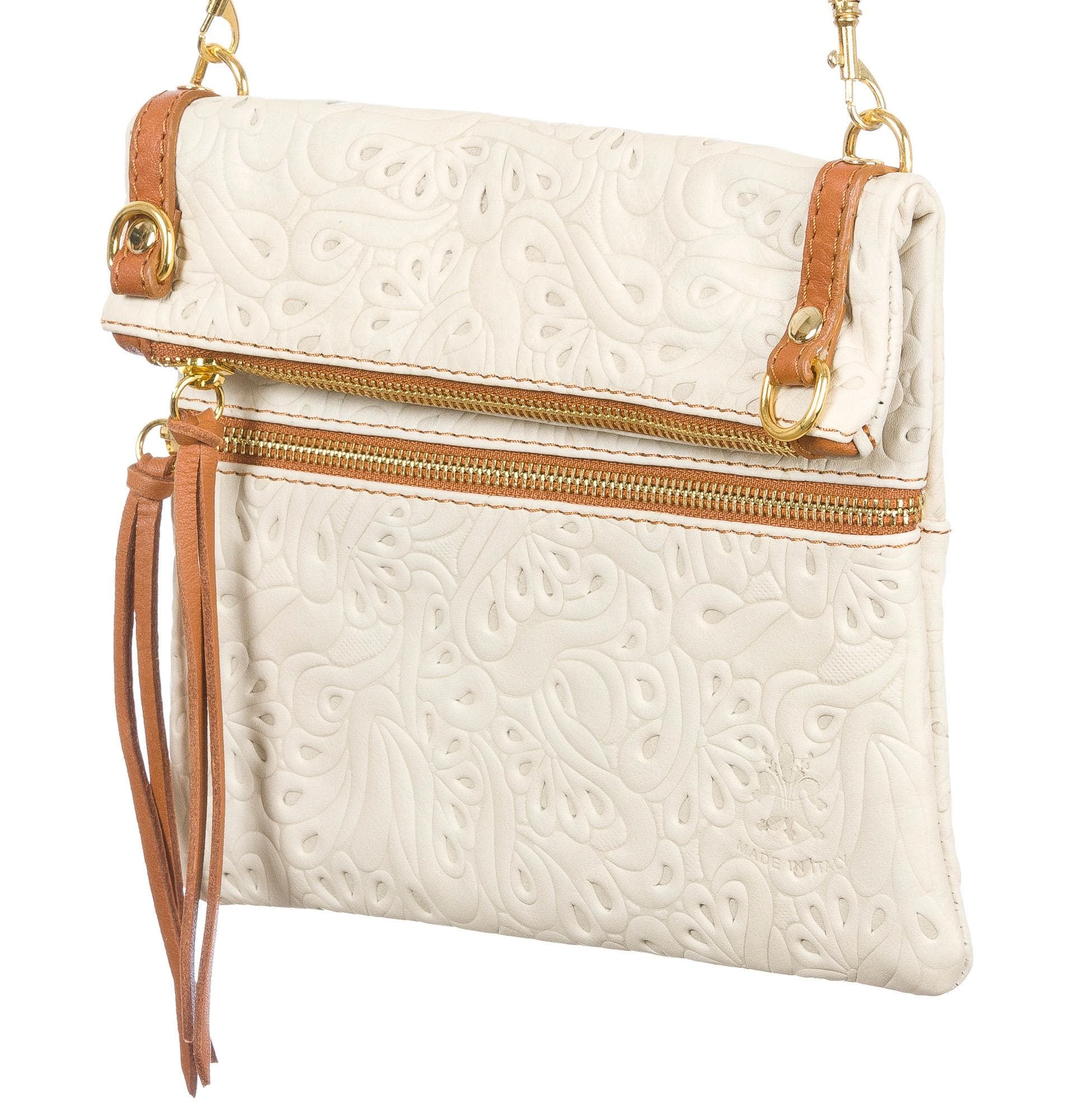 Borsa donna in vera pelle CHIARO SCURO mod. SAMANTHA colore BIANCO Made in Italy (Borsa)
