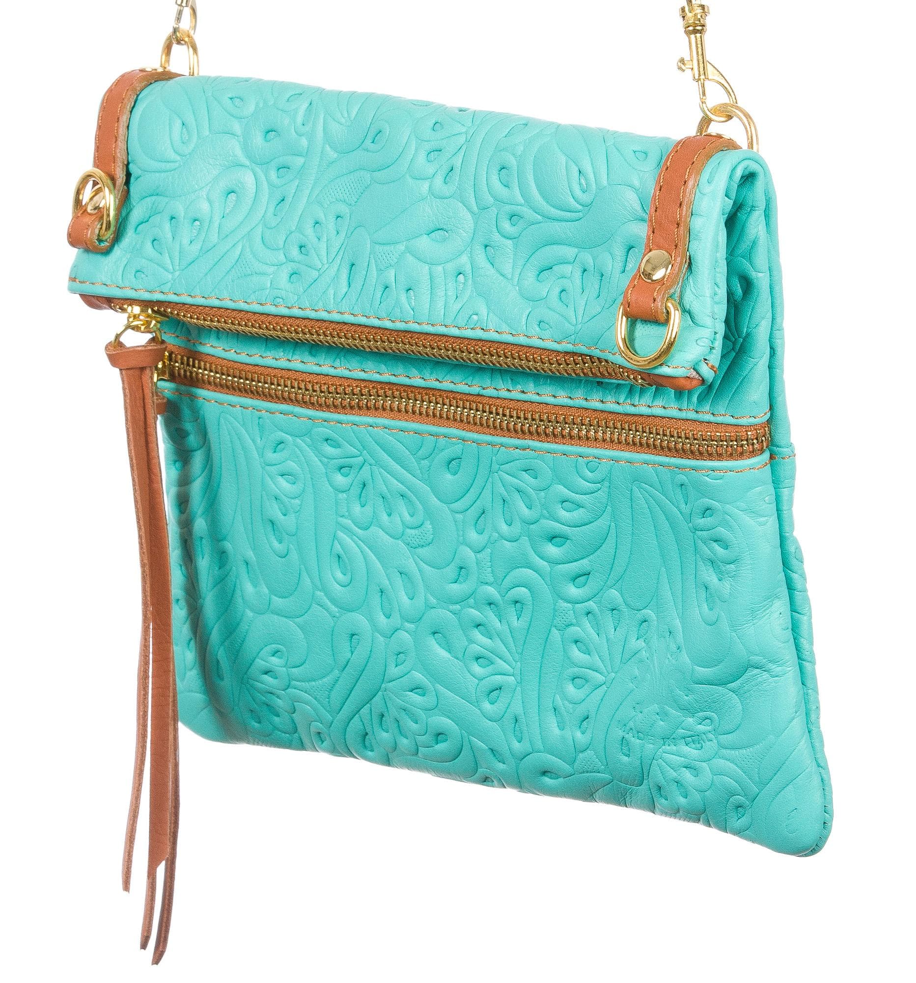Borsa donna in vera pelle CHIARO SCURO mod. SAMANTHA colore AZZURRO Made in Italy (Borsa)