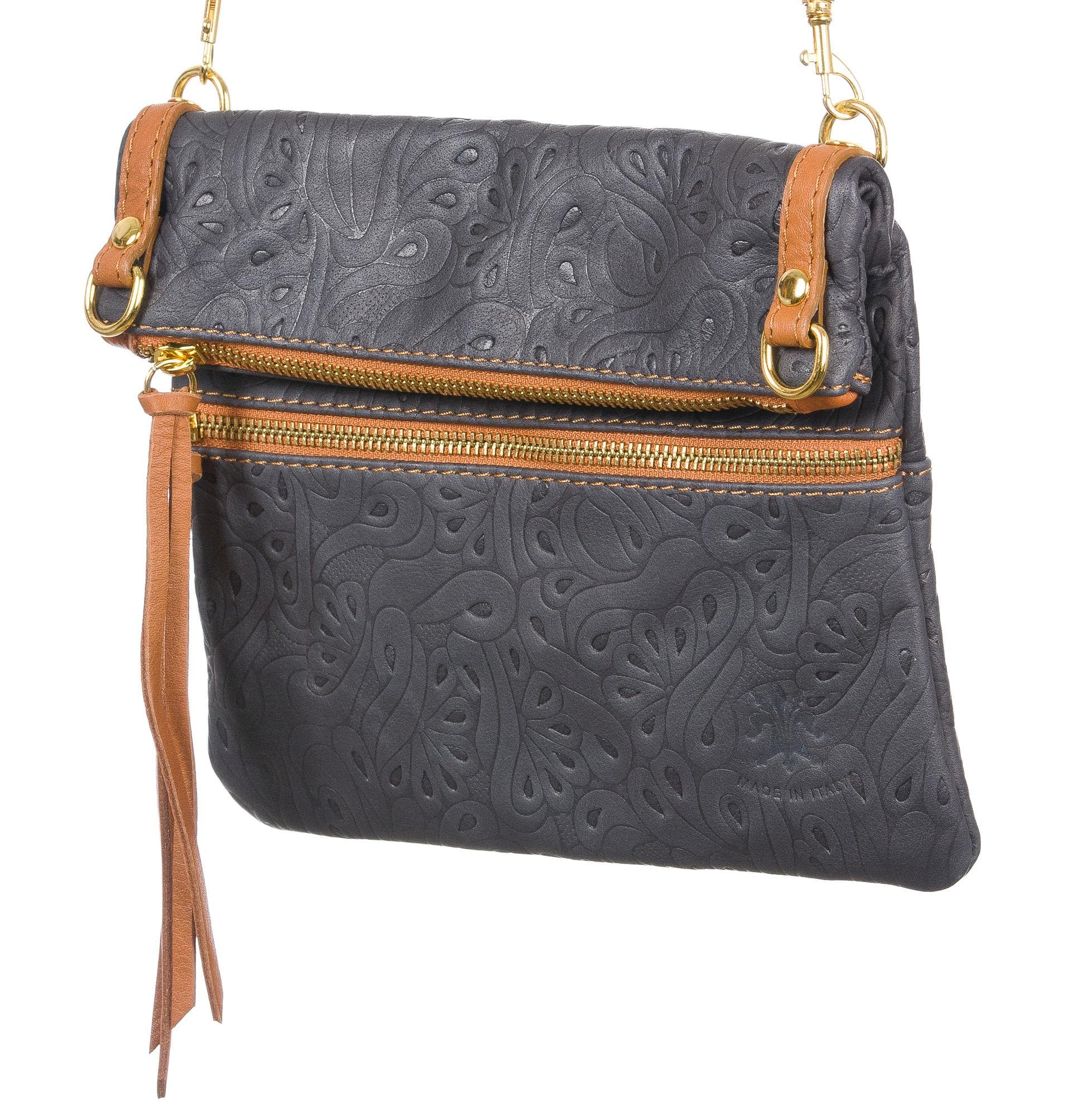 Borsa donna in vera pelle CHIARO SCURO mod. SAMANTHA colore NERO Made in Italy (Borsa)