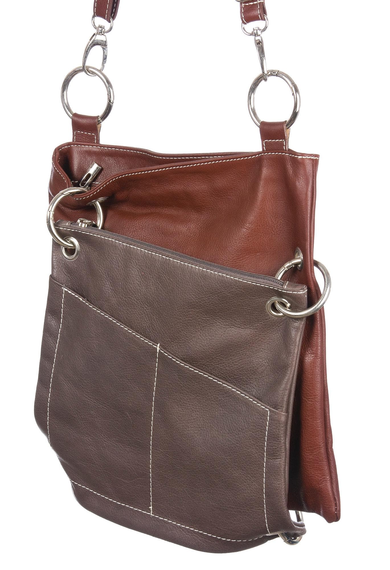 Borsa donna in vera pelle SANTINI mod. SILVIA colore MARRONE TESTA DI MORO Made in Italy