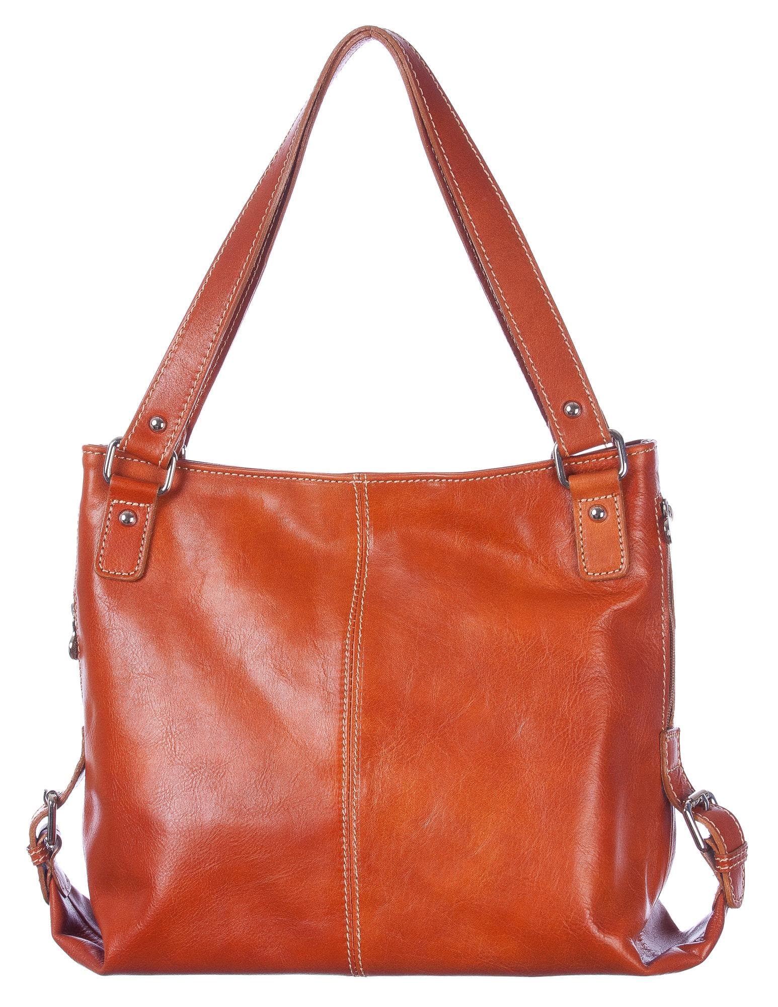 Borsa a spalla da donna in vera pelle ANTONELLA, colore MIELE, CHIAROSCURO, Made in Italy