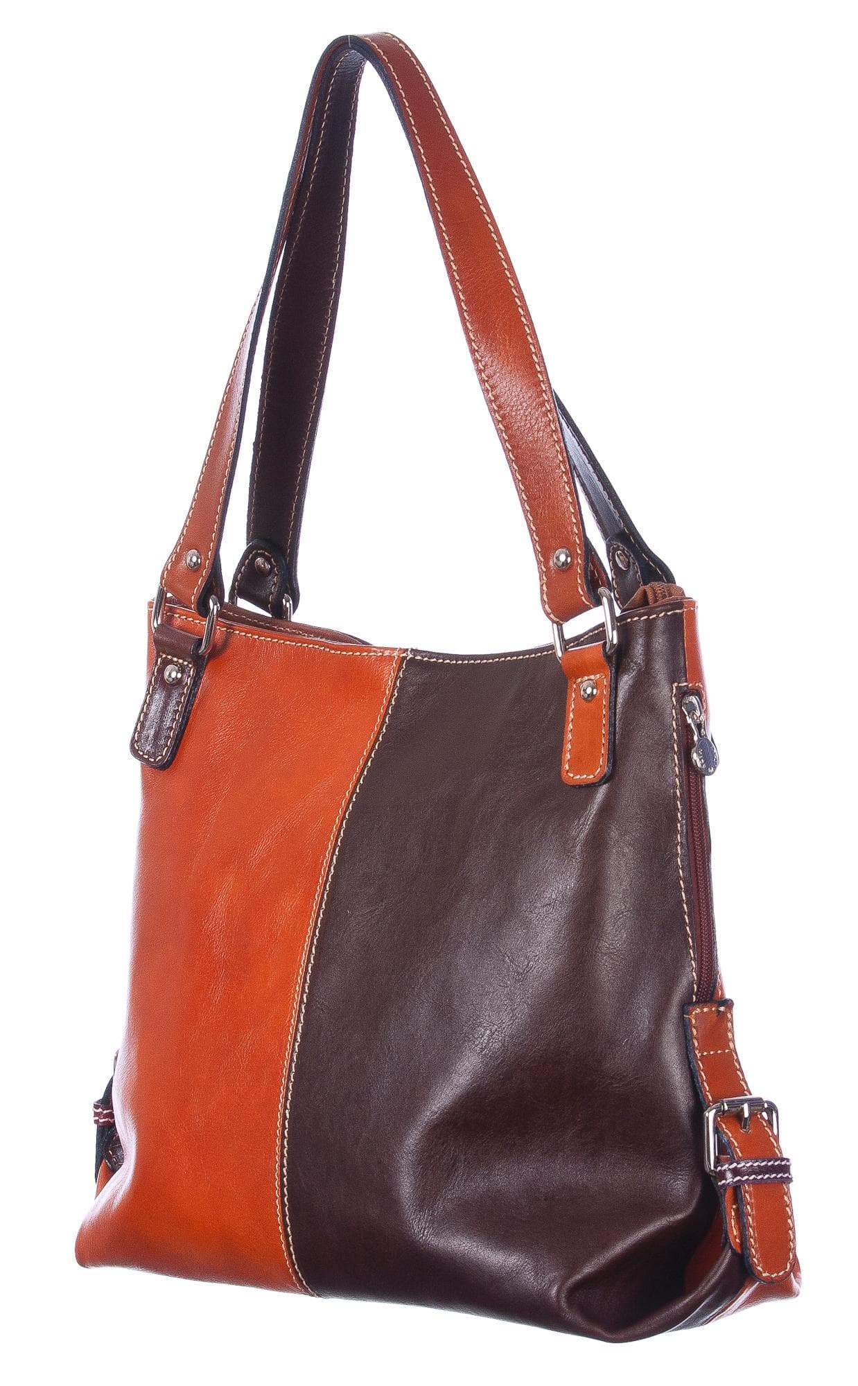 Borsa donna in vera pelle CHIAROSCURO mod. ANTONELLA colore MIELE TESTA DI MORO Made in Italy