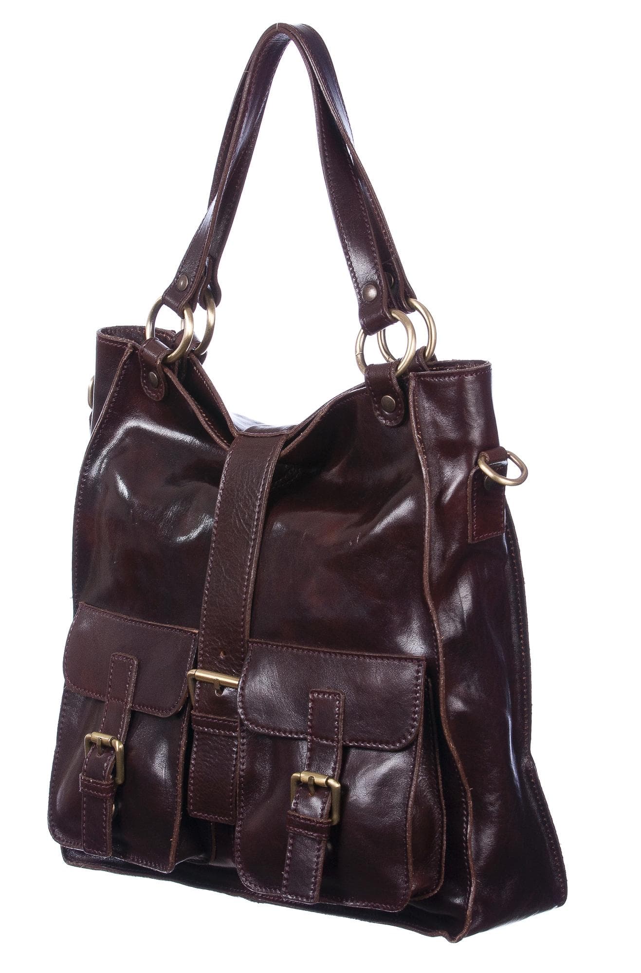 Borsa donna in vera pelle CHIAROSCURO mod. BETTY colore TESTA DI MORO Made in Italy