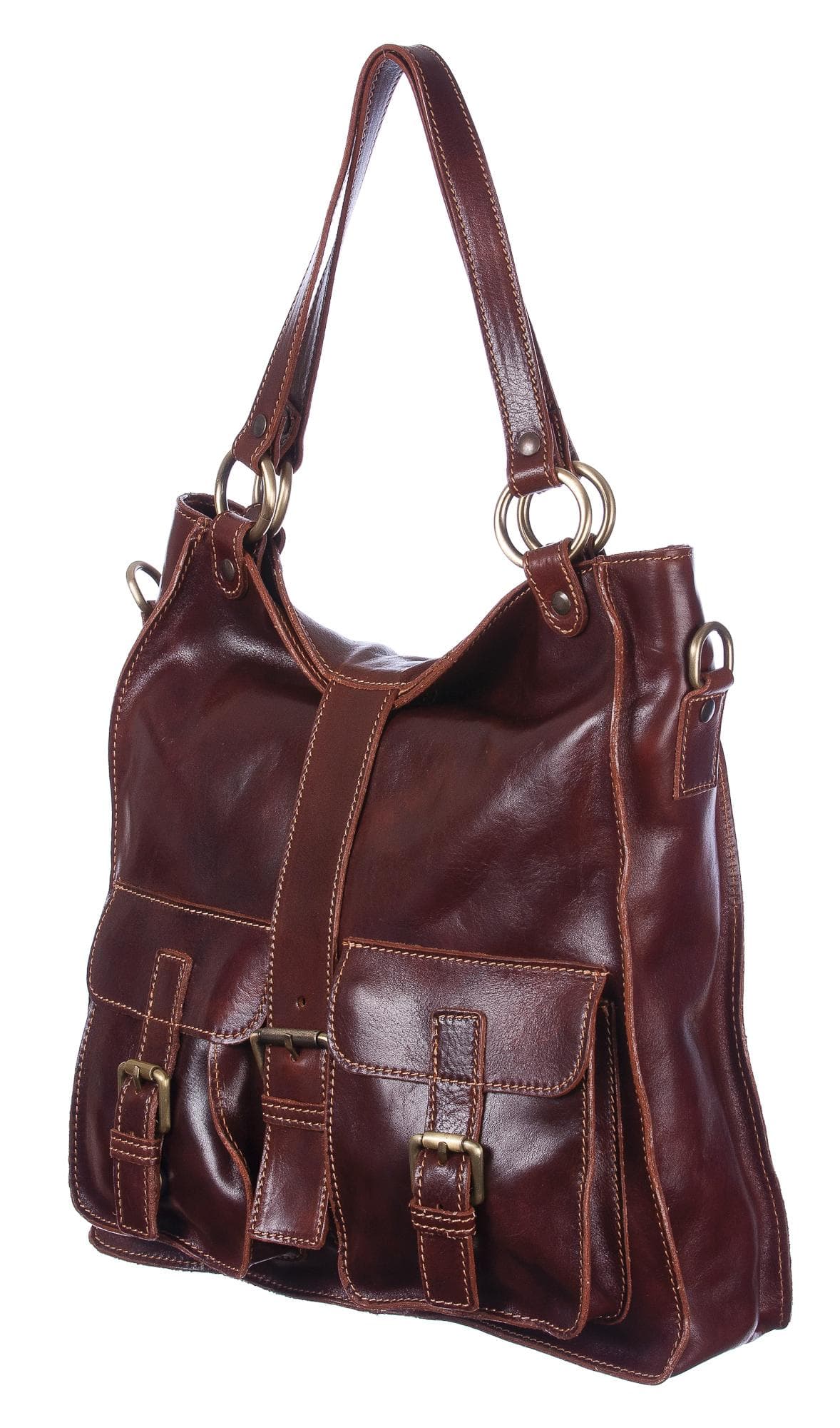 Borsa donna in vera pelle CHIAROSCURO mod. BETTY colore MARRONE Made in Italy