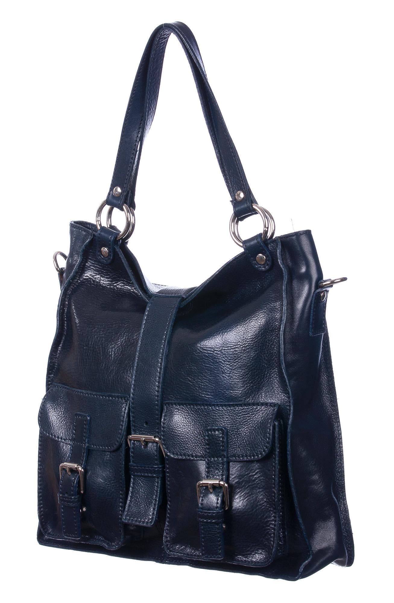 Borsa donna in vera pelle CHIAROSCURO mod. BETTY colore BLU Made in Italy