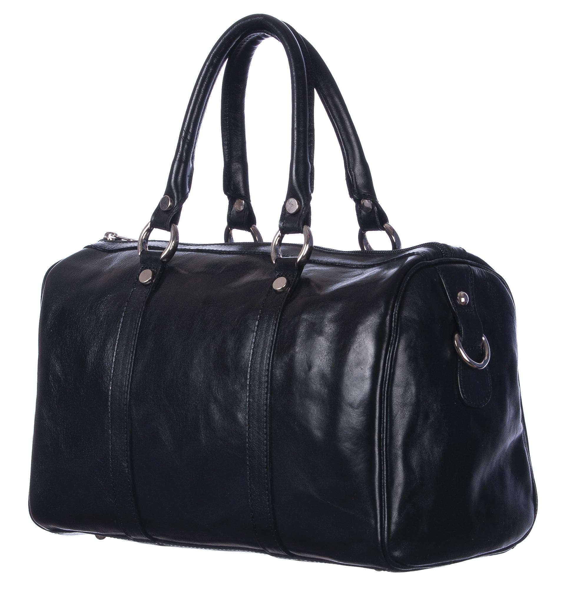 Borsa donna in vera pelle CHIAROSCURO mod. CATIA colore NERO Made in Italy.