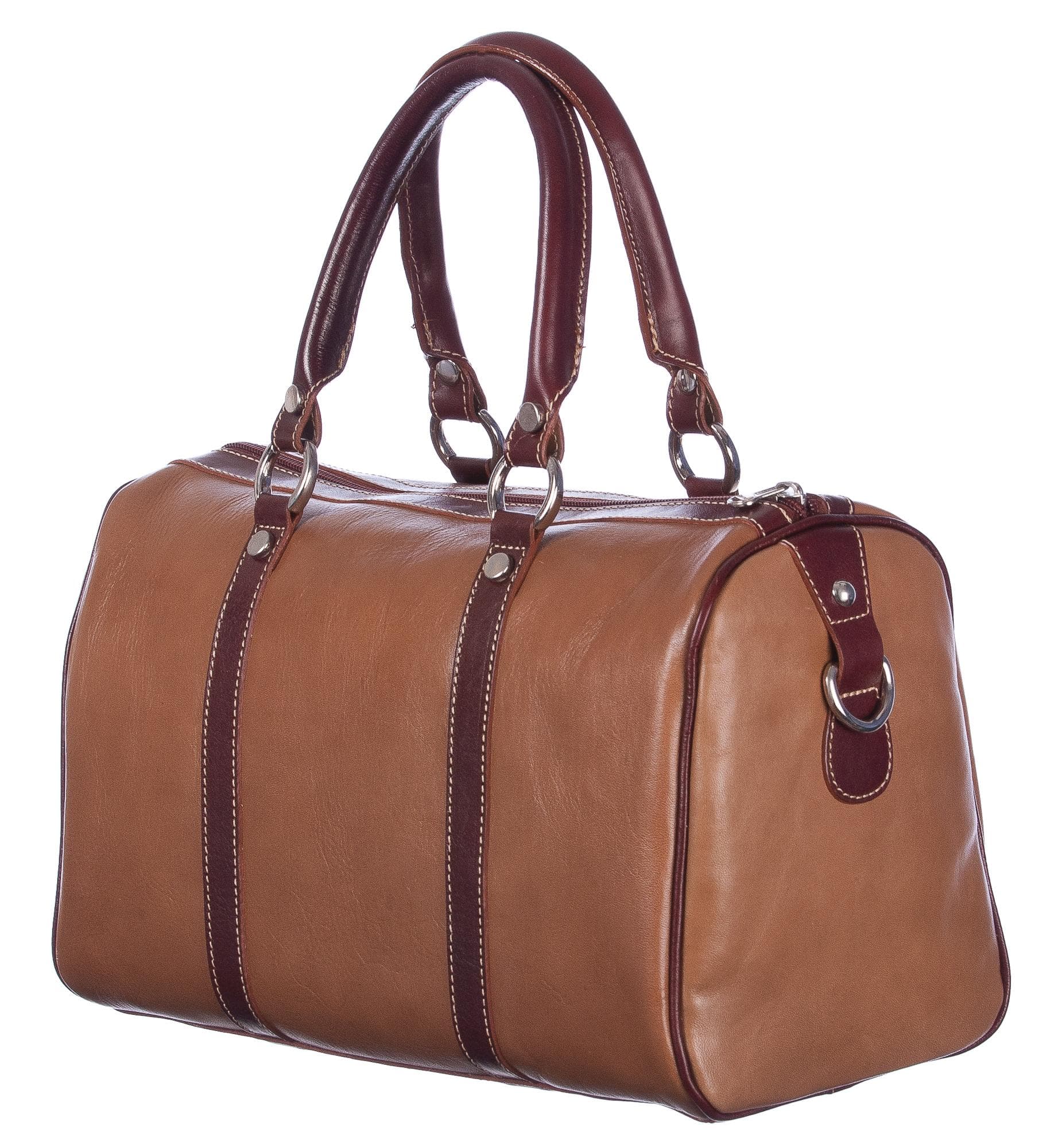 Borsa donna in vera pelle CHIAROSCURO mod. CATIA colore TORTORA MARRONE Made in Italy.