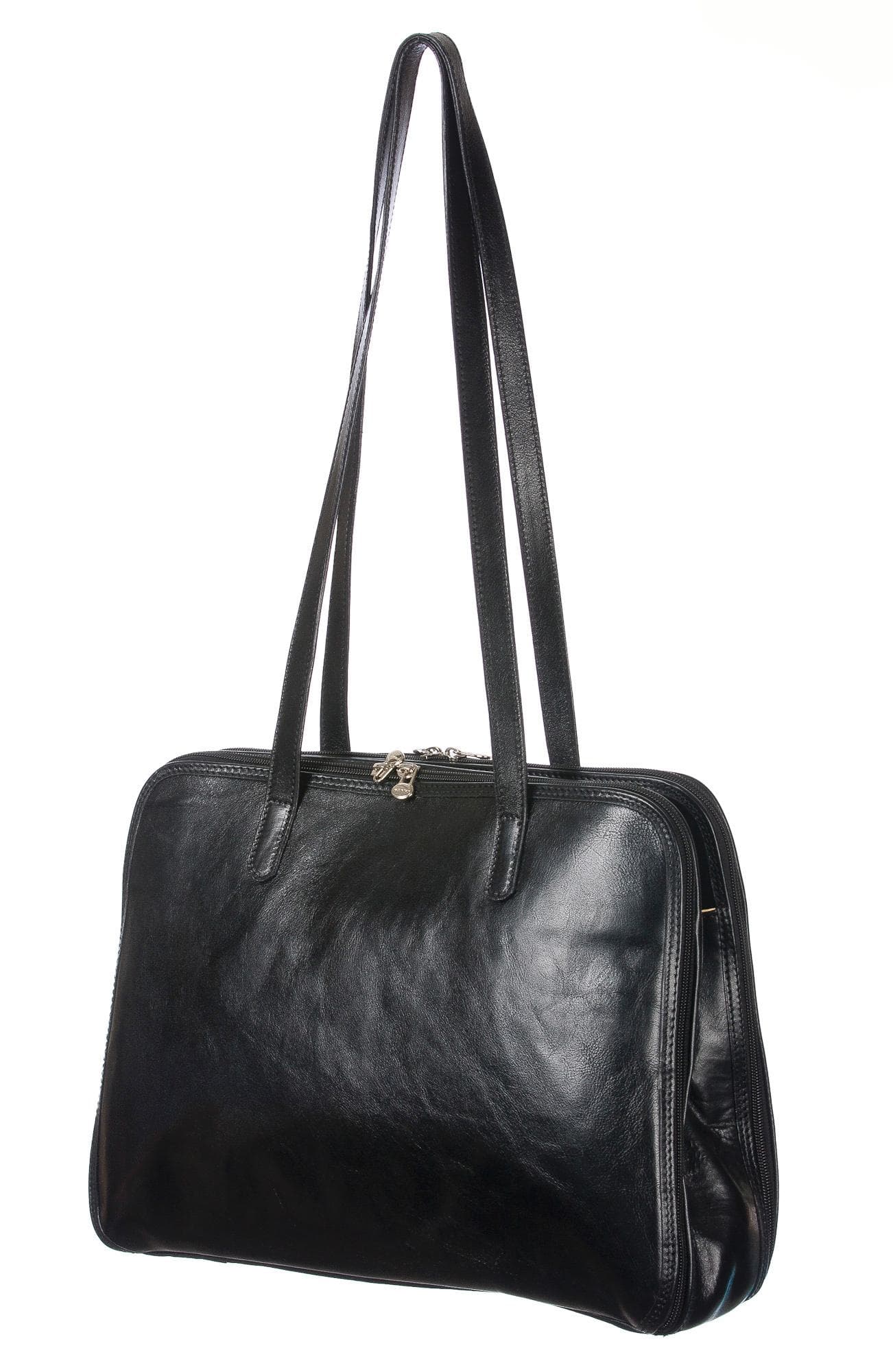 Borsa donna in vera pelle CHIAROSCURO mod. DORA colore NERO Made in Italy - P000369