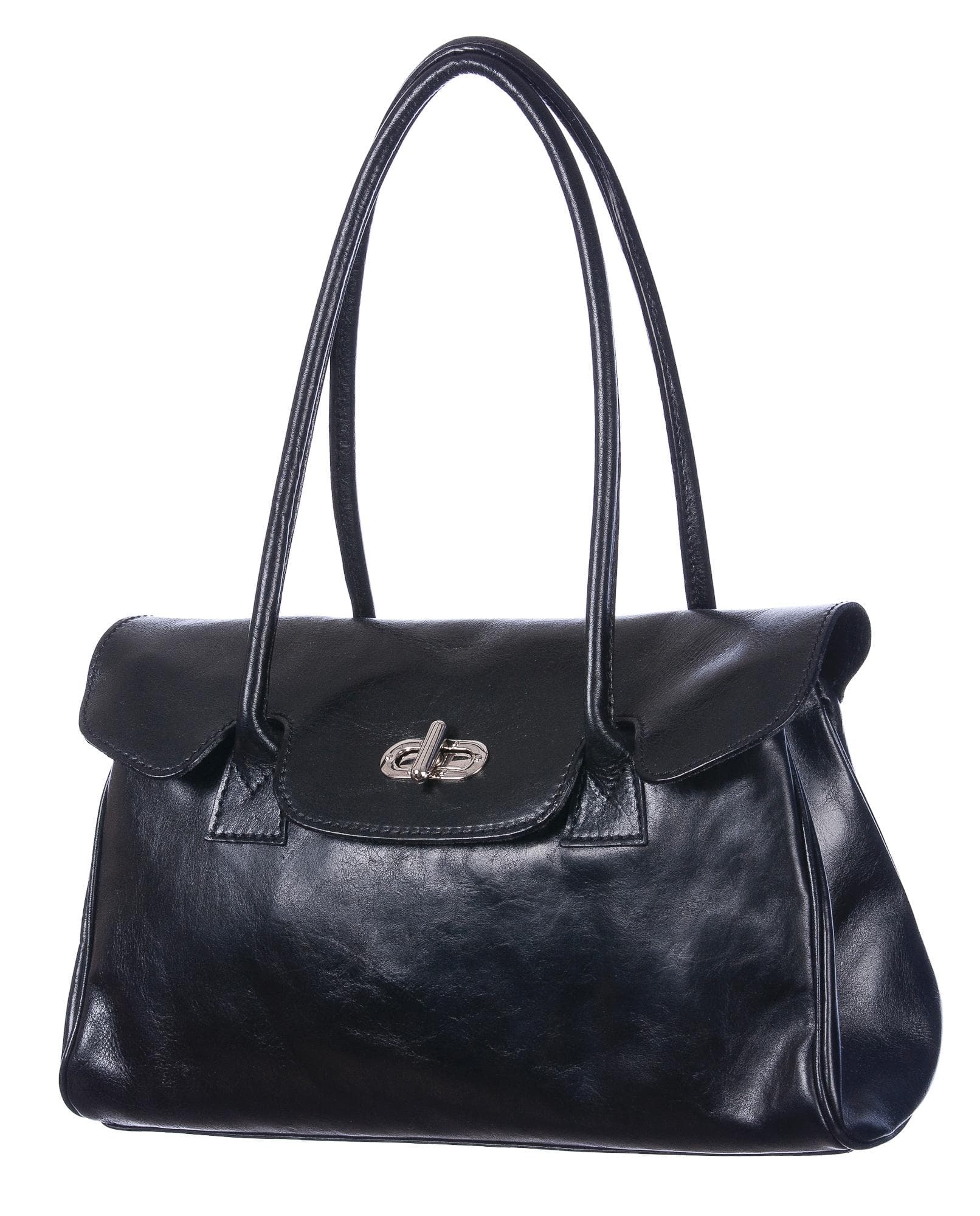 Borsa donna in vera pelle CHIAROSCURO mod. MARGHERITA colore NERO Made in Italy