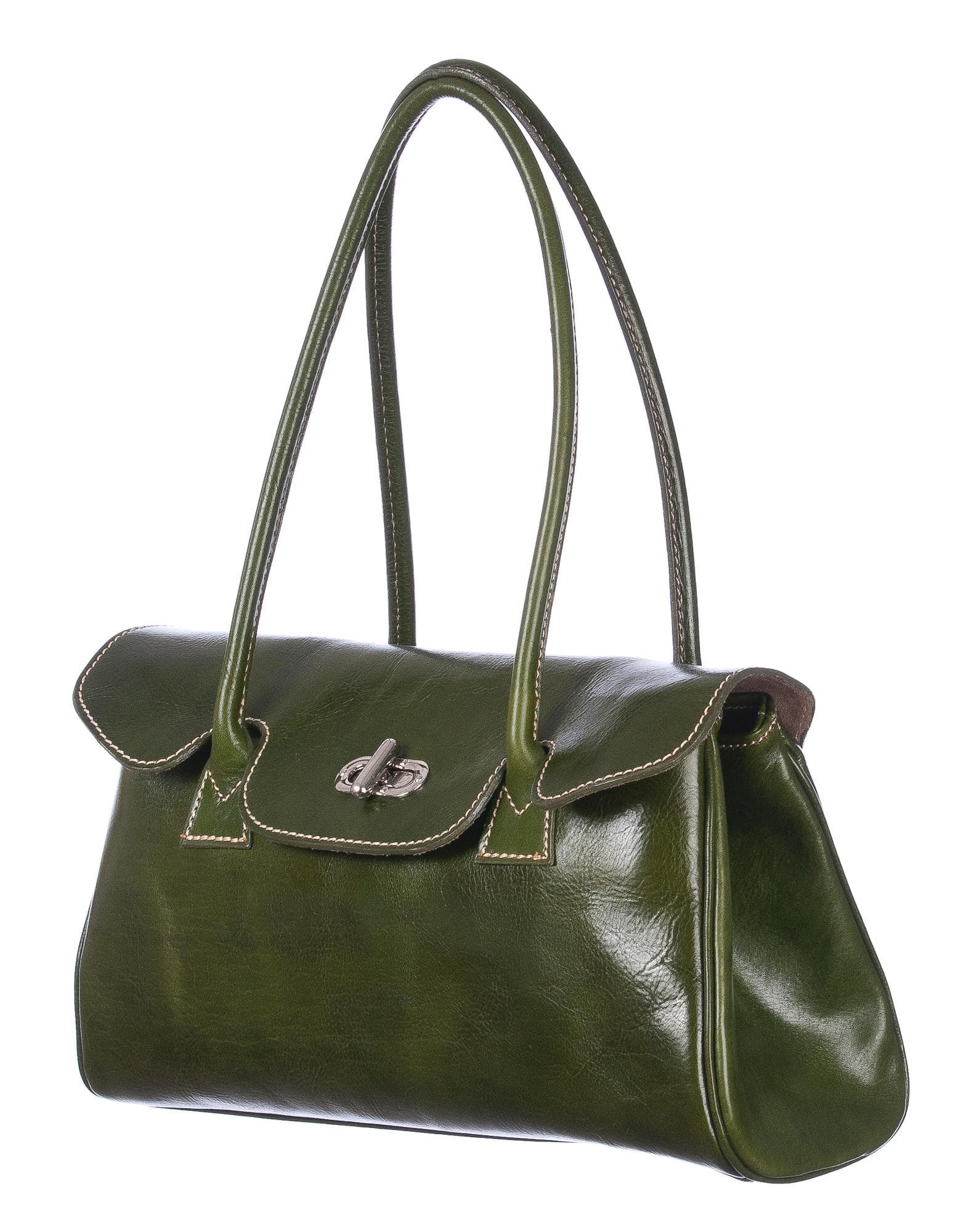 Borsa donna in vera pelle CHIAROSCURO mod. MARGHERITA colore VERDE Made in Italy