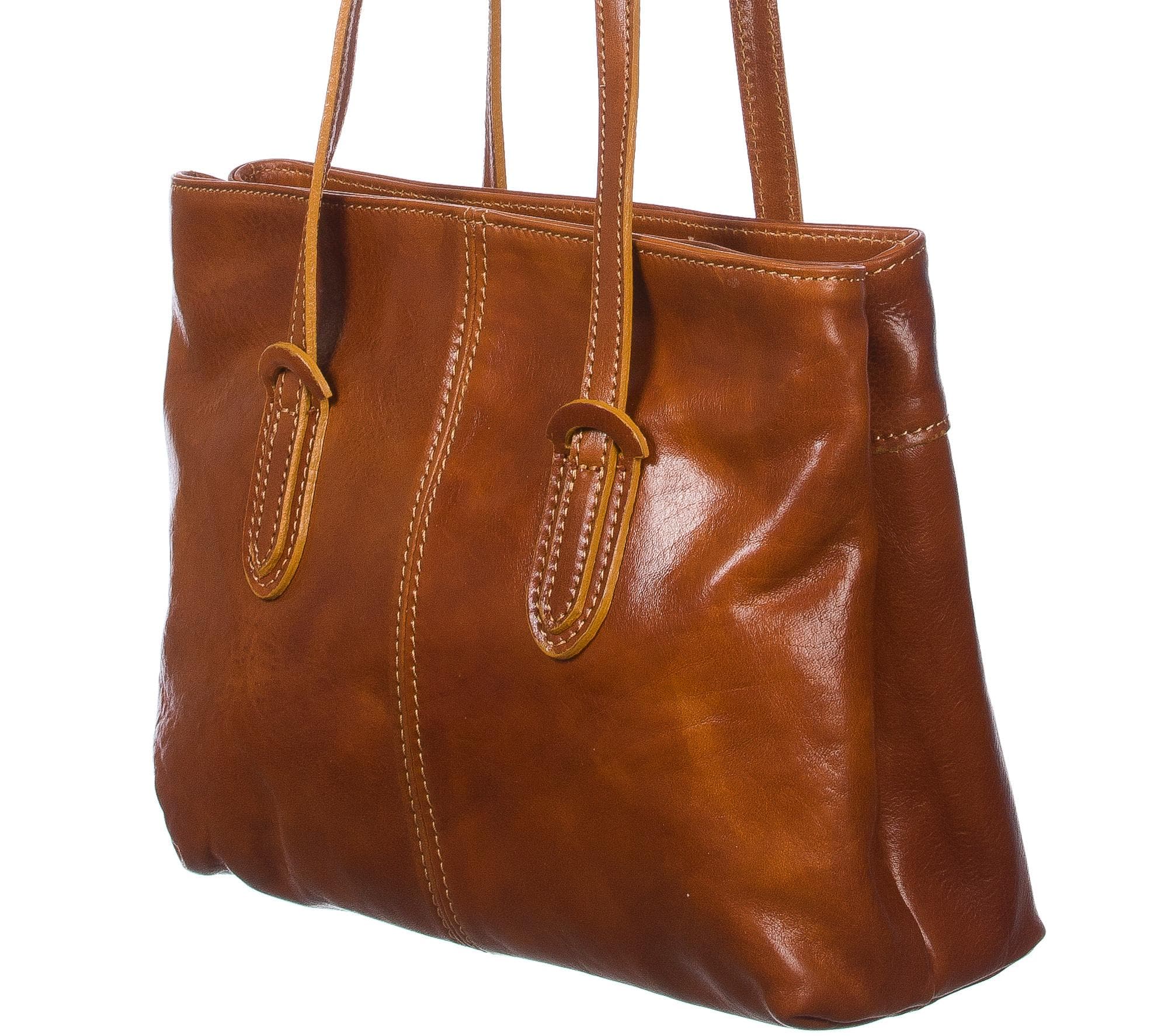 Borsa a spalla da donna in vera pelle MINA SMALL, colore MIELE, CHIAROSCURO, MADE IN ITALY