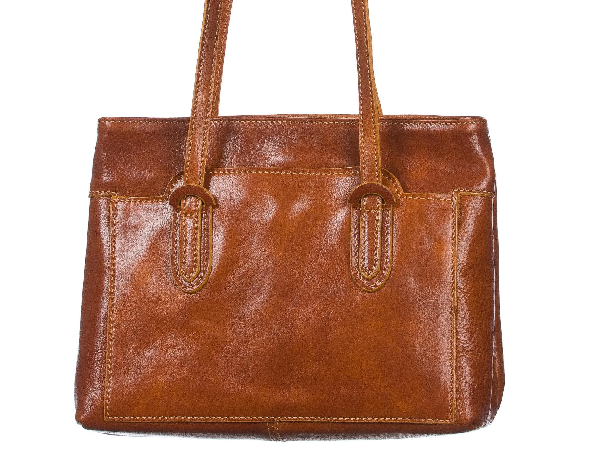 Borsa a spalla da donna in vera pelle MINA SMALL, colore MIELE, CHIAROSCURO, Made in Italy