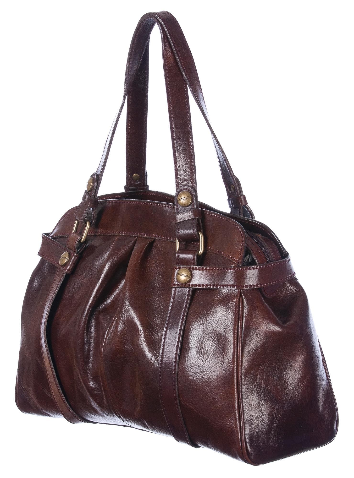 Borsa donna in vera pelle CHIAROSCURO mod. SUSANNA colore TESTA DI MORO Made in Italy