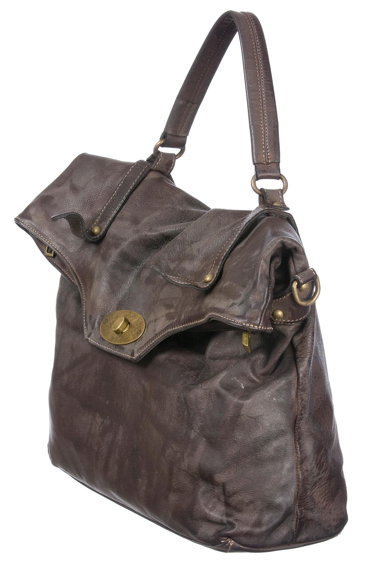 Borsa in vera pelle CHIARO SCURO mod. ANDREA maxi colore TESTA DI MORO Made in Italy