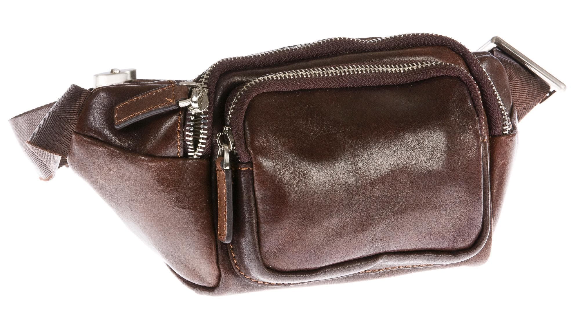 Borsa marsupio uomo in vera pelle CHIAROSCURO mod. LUCAS MAXI colore TESTA DI MORO Made in Italy