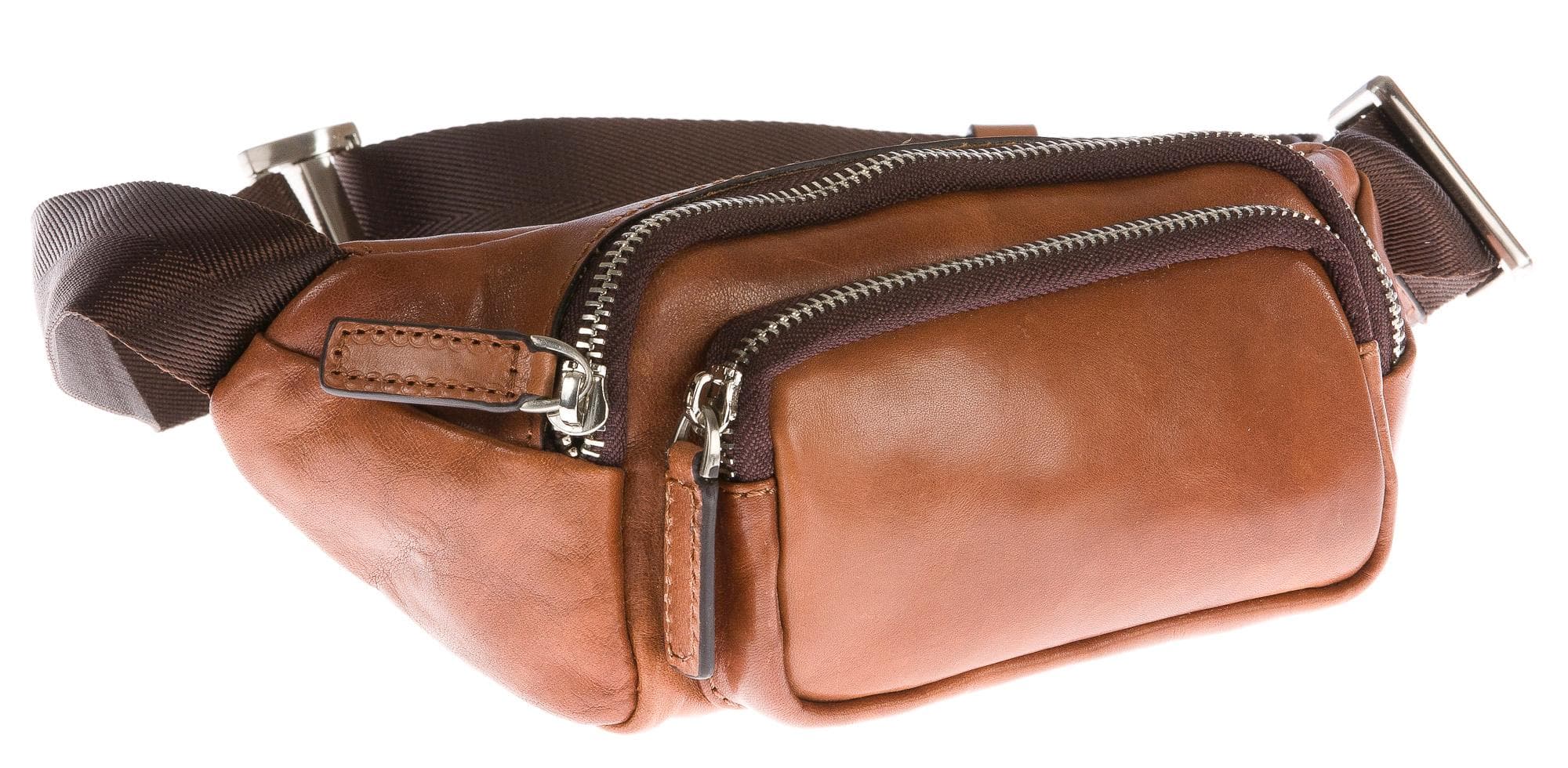Borsa marsupio uomo in vera pelle CHIAROSCURO mod. LUCAS colore MARRONE Made in Italy