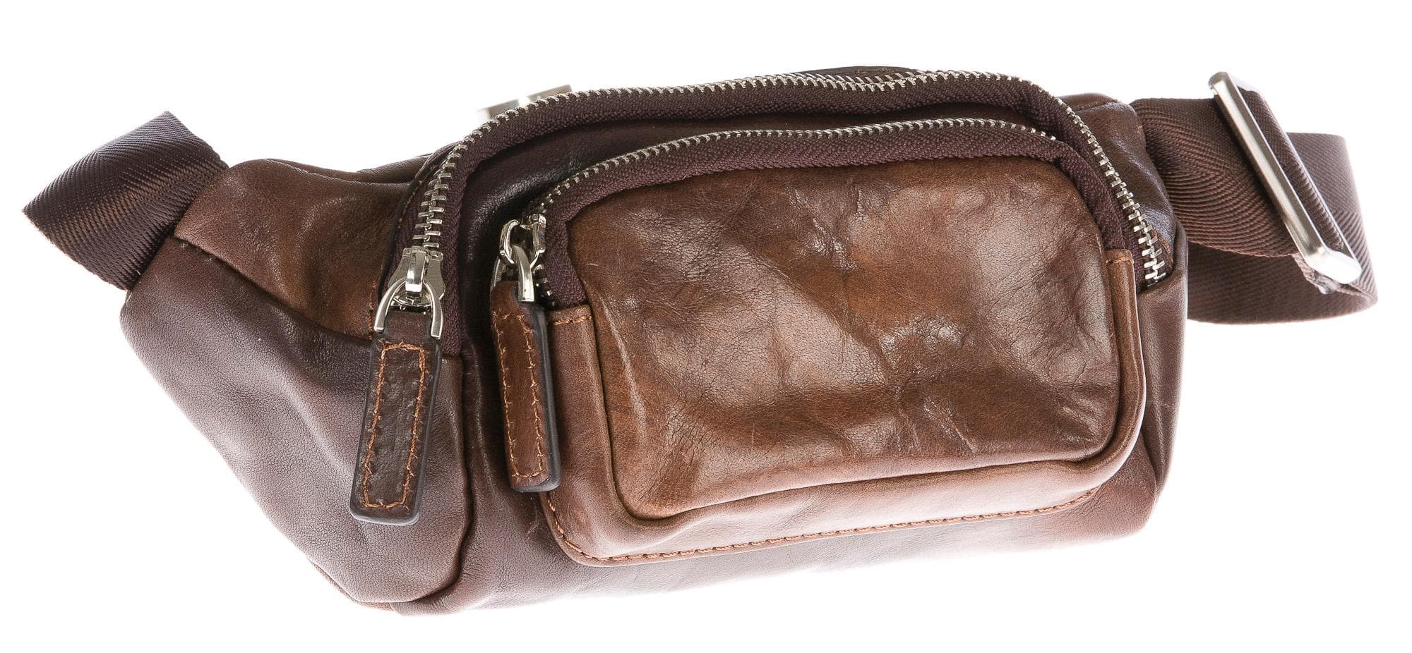 Borsa marsupio uomo in vera pelle CHIAROSCURO mod. LUCAS colore MARRONE Made in Italy