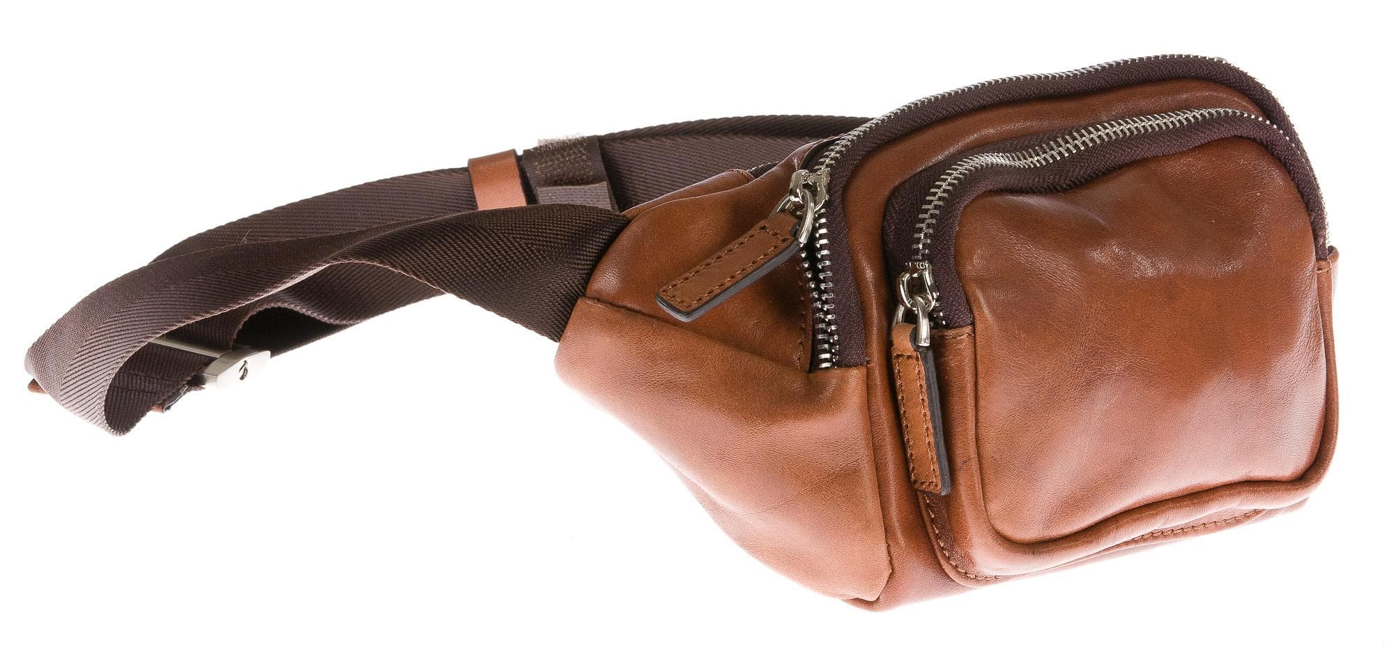 Borsa marsupio uomo in vera pelle CHIAROSCURO mod. LUCAS MAXI colore MARRONE Made in Italy