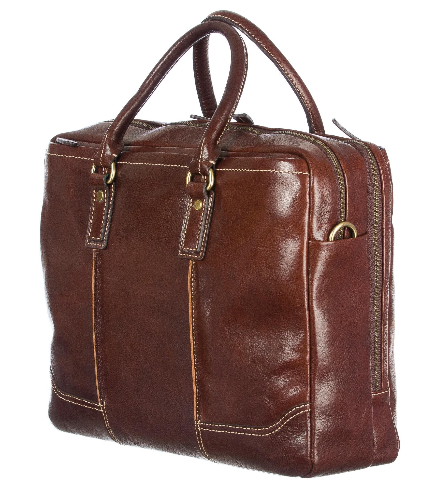 Borsa uomo in vera pelle CHIAROSCURO mod. FIORELLO colore TESTA DI MORO Made in Italy. (Borsa)