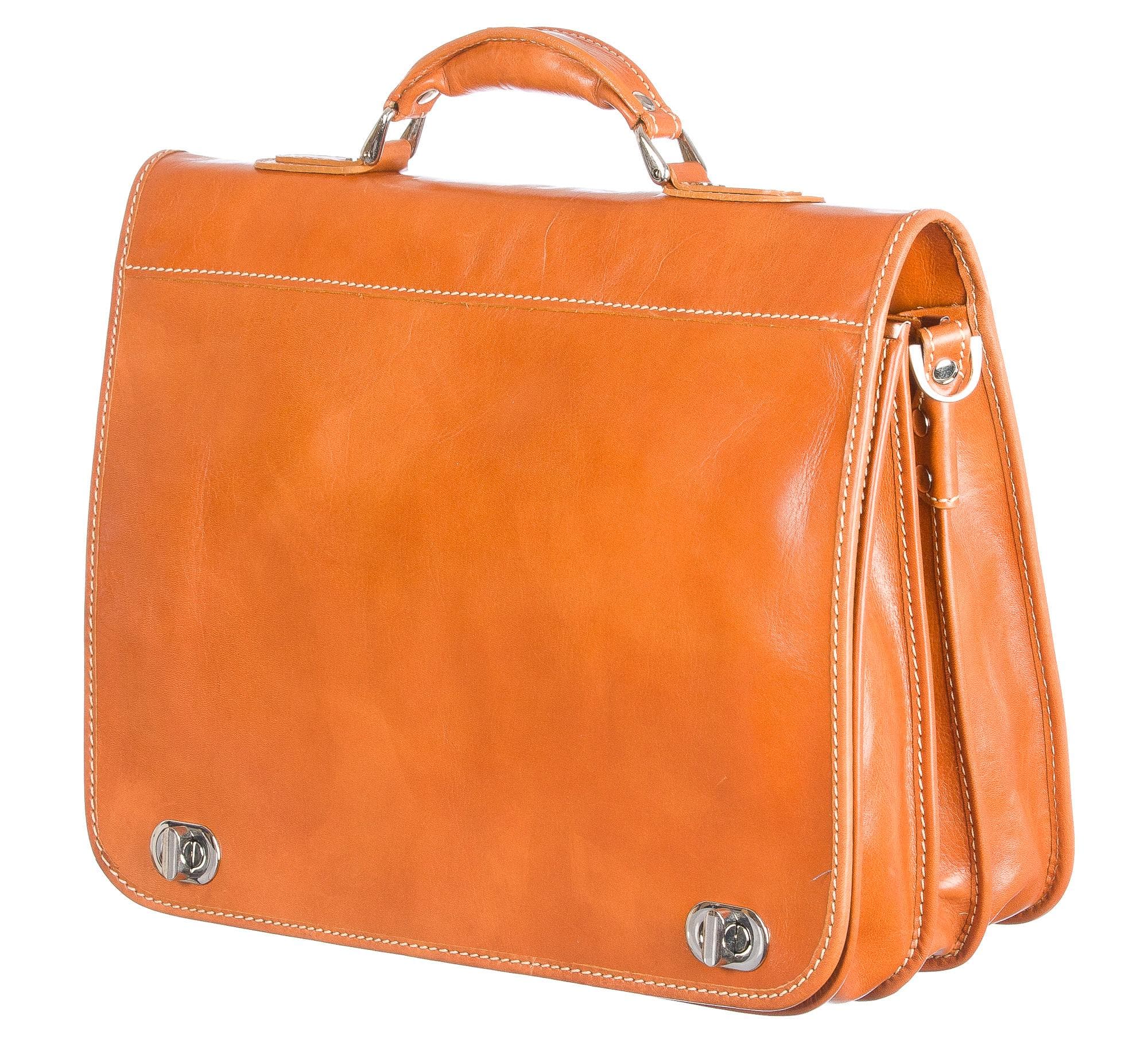 LUIGI: cartella/borsa ufficio uomo, in cuoio, colore: MIELE, Made in Italy (Borsa)