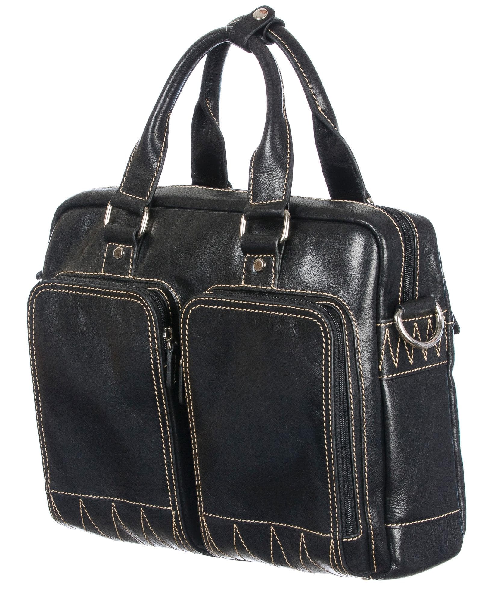 Borsa uomo in vera pelle CHIAROSCURO mod. MARIO colore NERO Made in Italy.