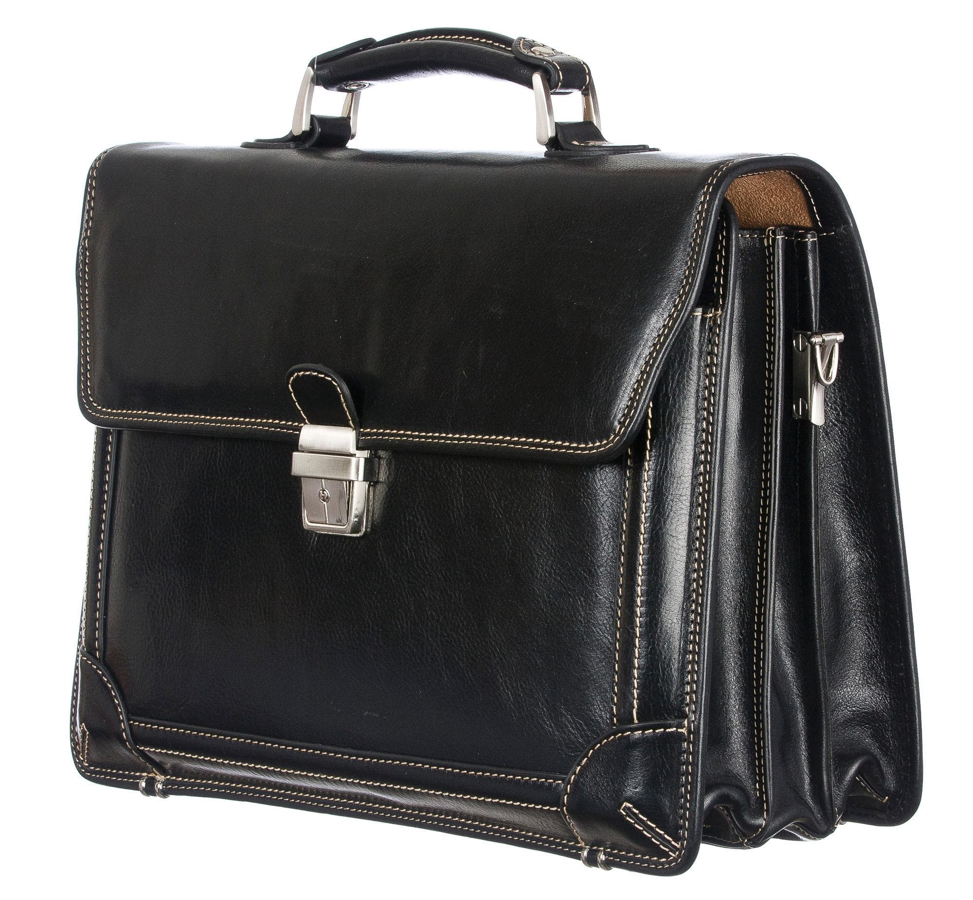 Borsa uomo in vera pelle CHIAROSCURO mod. MATTEO colore NERO Made in Italy