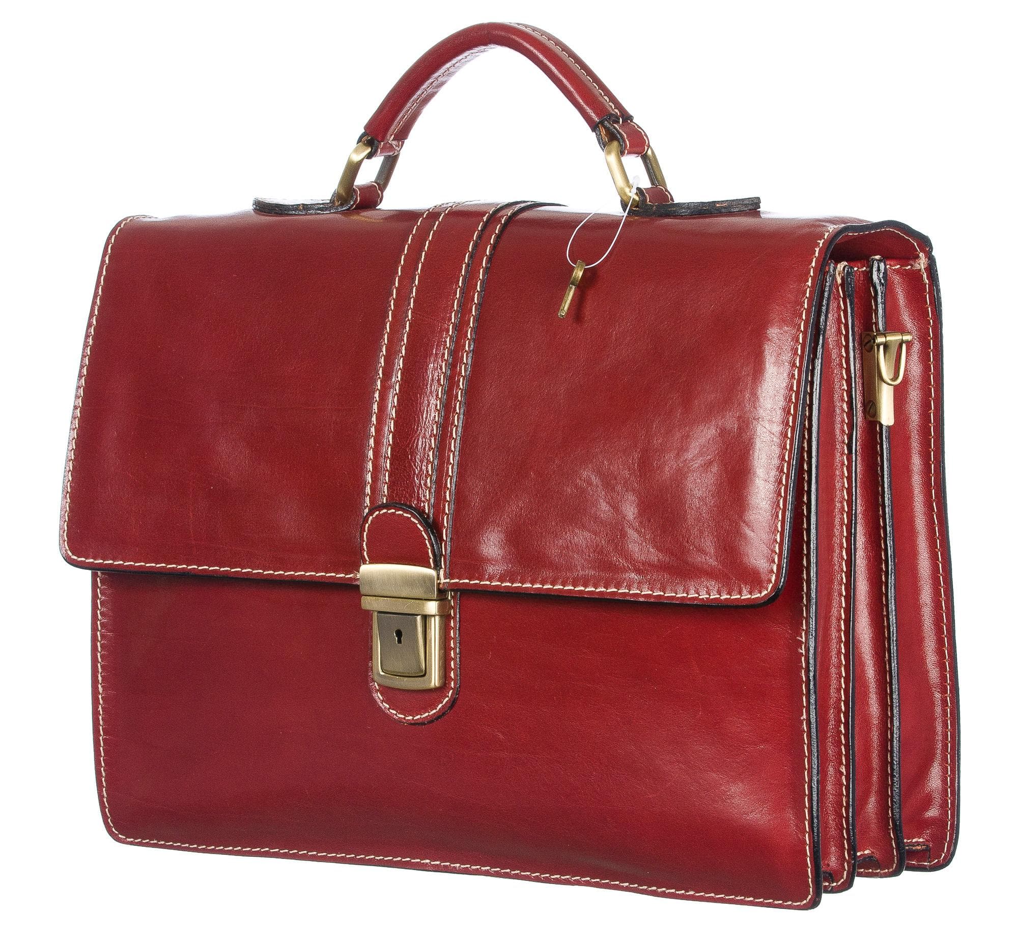 Cartella ufficio / lavoro in vera pelle CHIAROSCURO mod. MAURIZIO colore ROSSO Made in Italy.