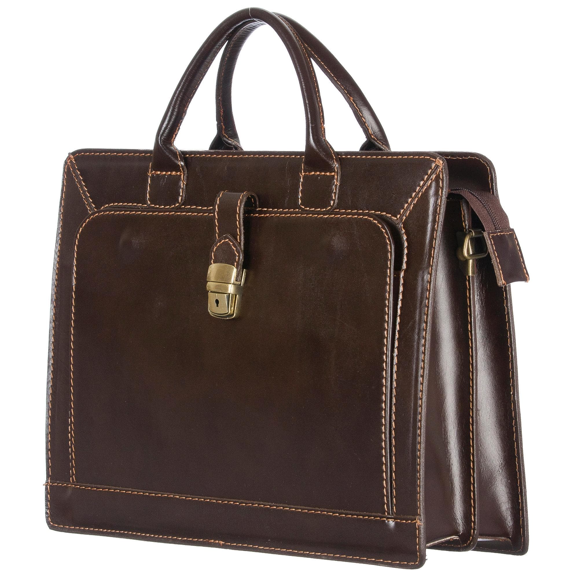 Cartella ufficio / lavoro in vera pelle CHIAROSCURO mod. PATRIZIO colore TESTA DI MORO Made in Italy.
