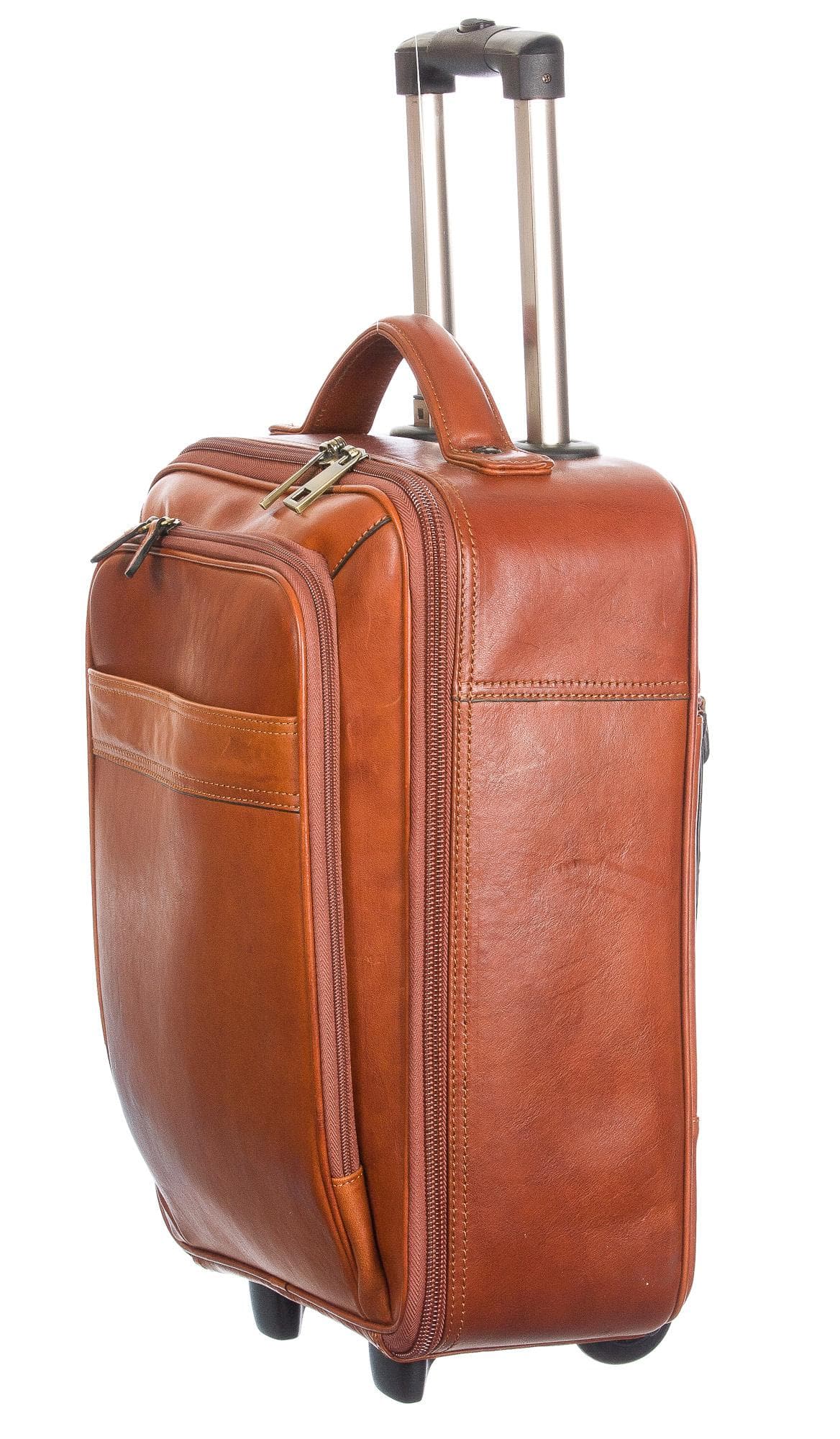 Trolley viaggio in vera pelle SANTINI mod. VOLTURNO colore MIELE Made in Italy