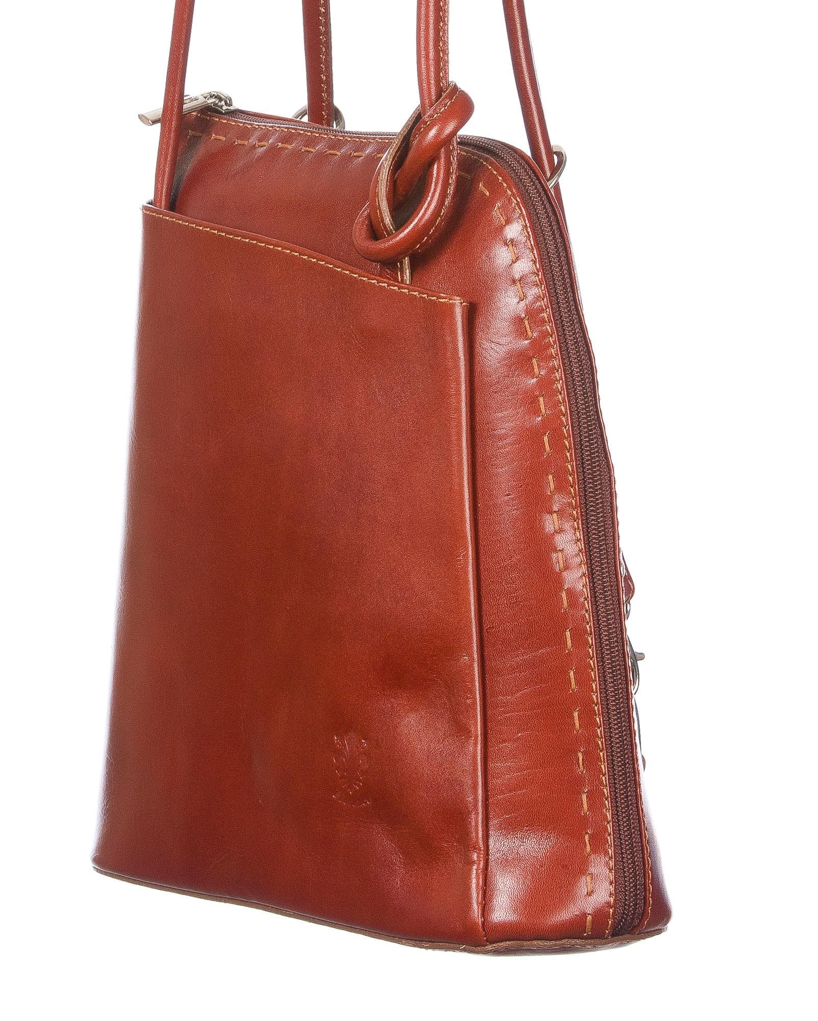 Borsa zaino donna in vera pelle CHIAROSCURO mod. MONTE CIMONE colore MARRONE Made in Italy.