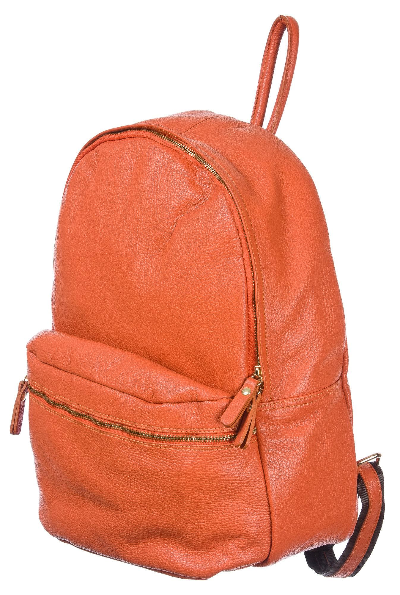 Borsa zaino in vera pelle CHIAROSCURO mod. BERNINA colore ARANCIO Made in Italy.