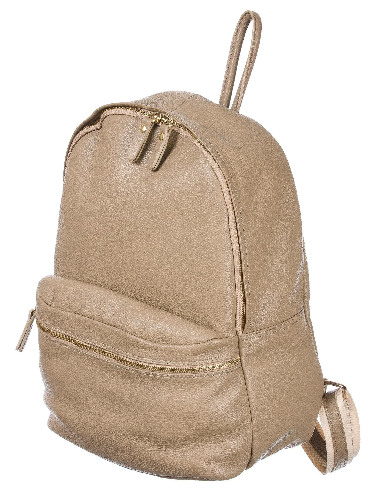 Borsa zaino in vera pelle CHIAROSCURO mod. BERNINA colore BEIGE SCURO Made in Italy.